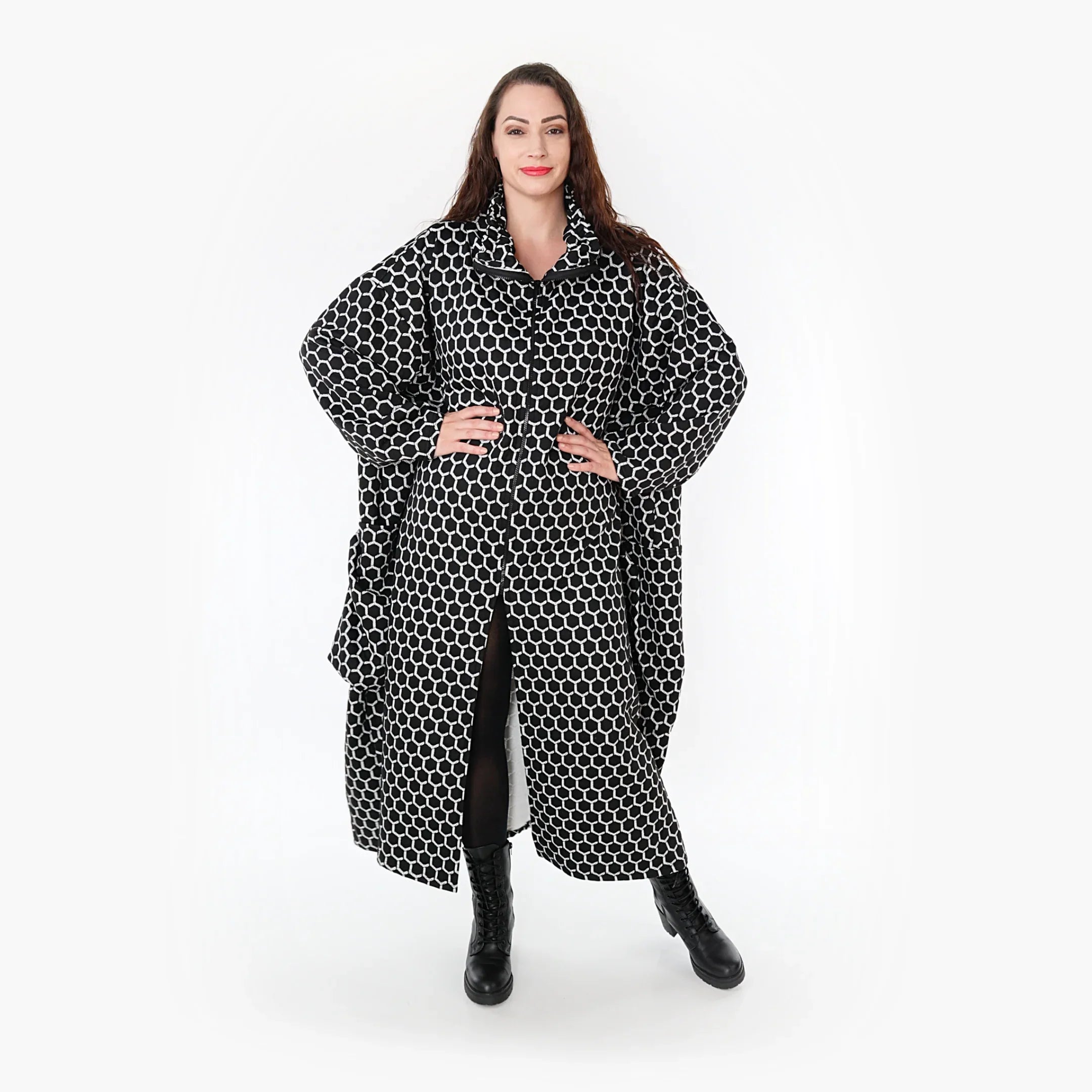 AKH Fashion Mantel 6985 Velora, Schwarz/Weiß