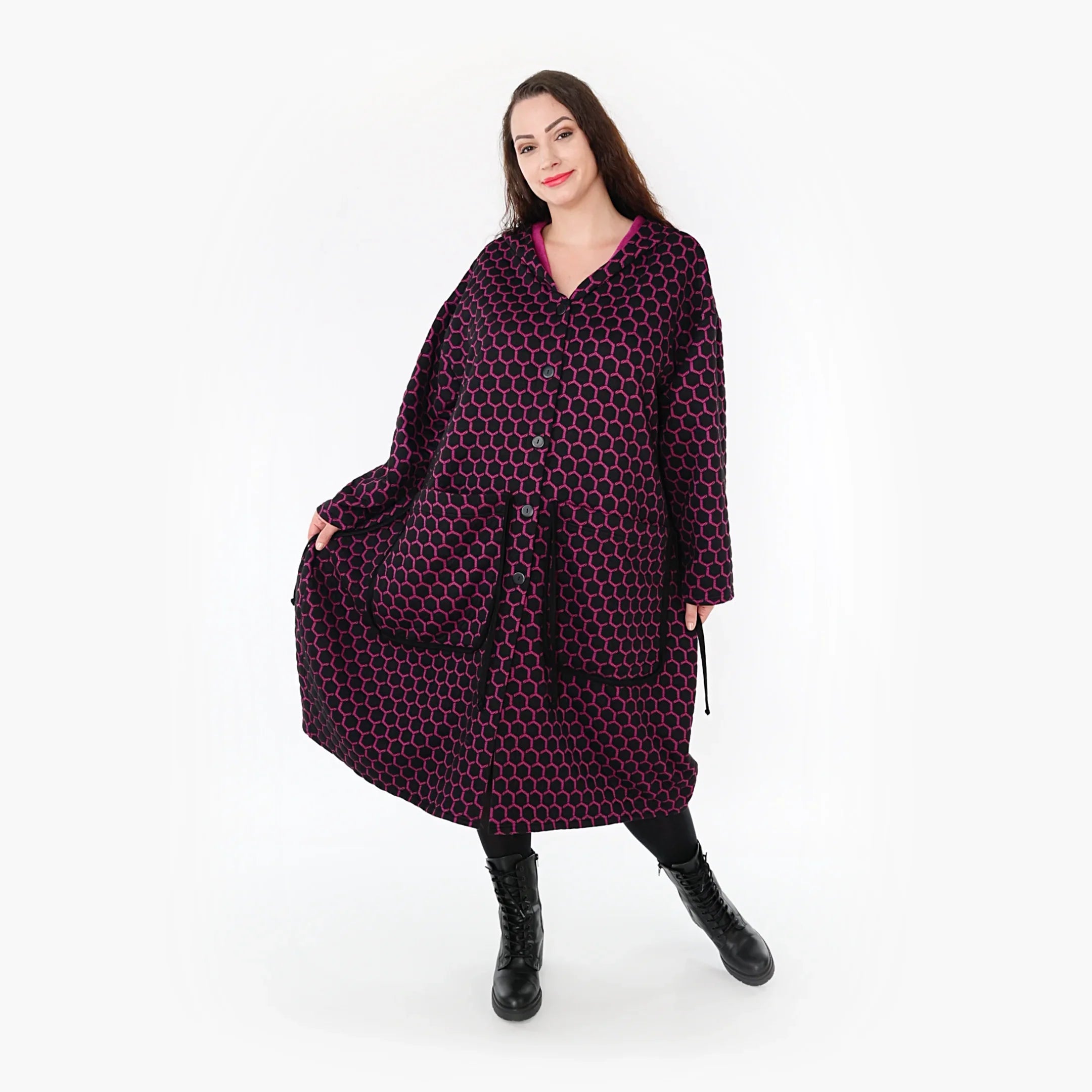 AKH Fashion Mantel 6986 Velora, Schwarz/Fuchsia