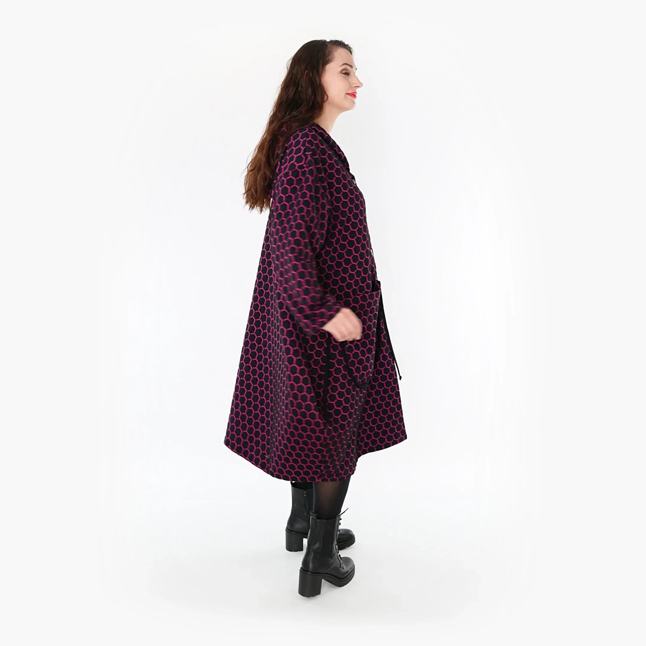 AKH Fashion Mantel 6986 Velora, Schwarz/Fuchsia