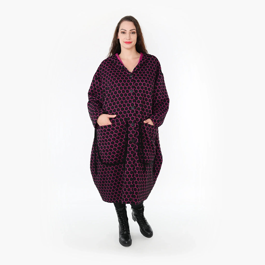 AKH Fashion Mantel 6986 Velora, Schwarz/Fuchsia