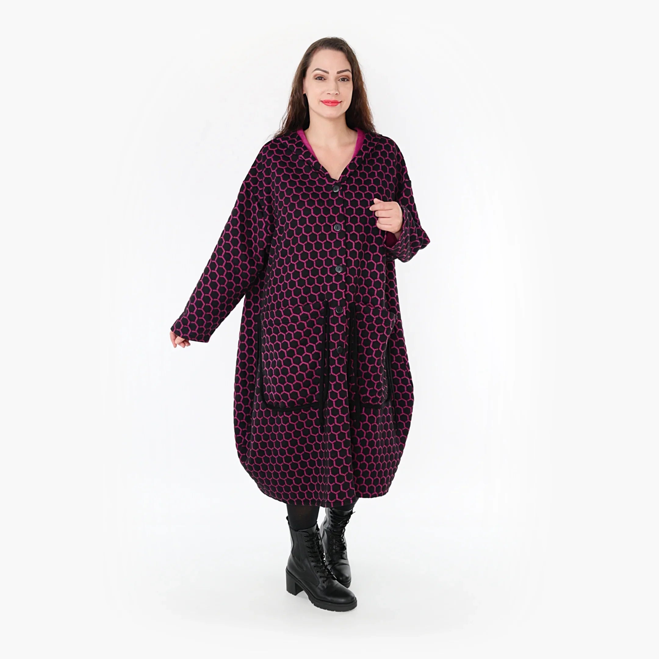 AKH Fashion Mantel 6986 Velora, Schwarz/Fuchsia