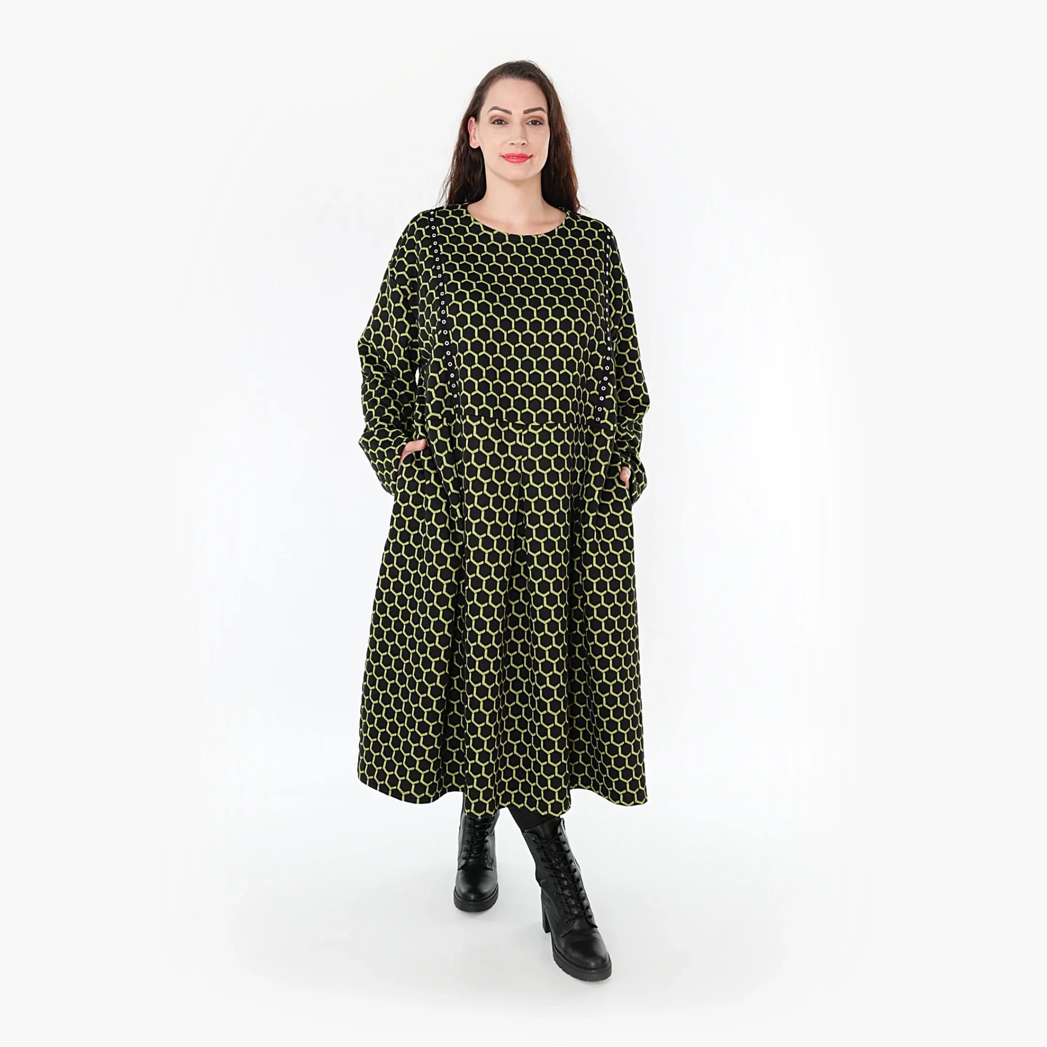 Robe AKH 6984, noir-citron vert