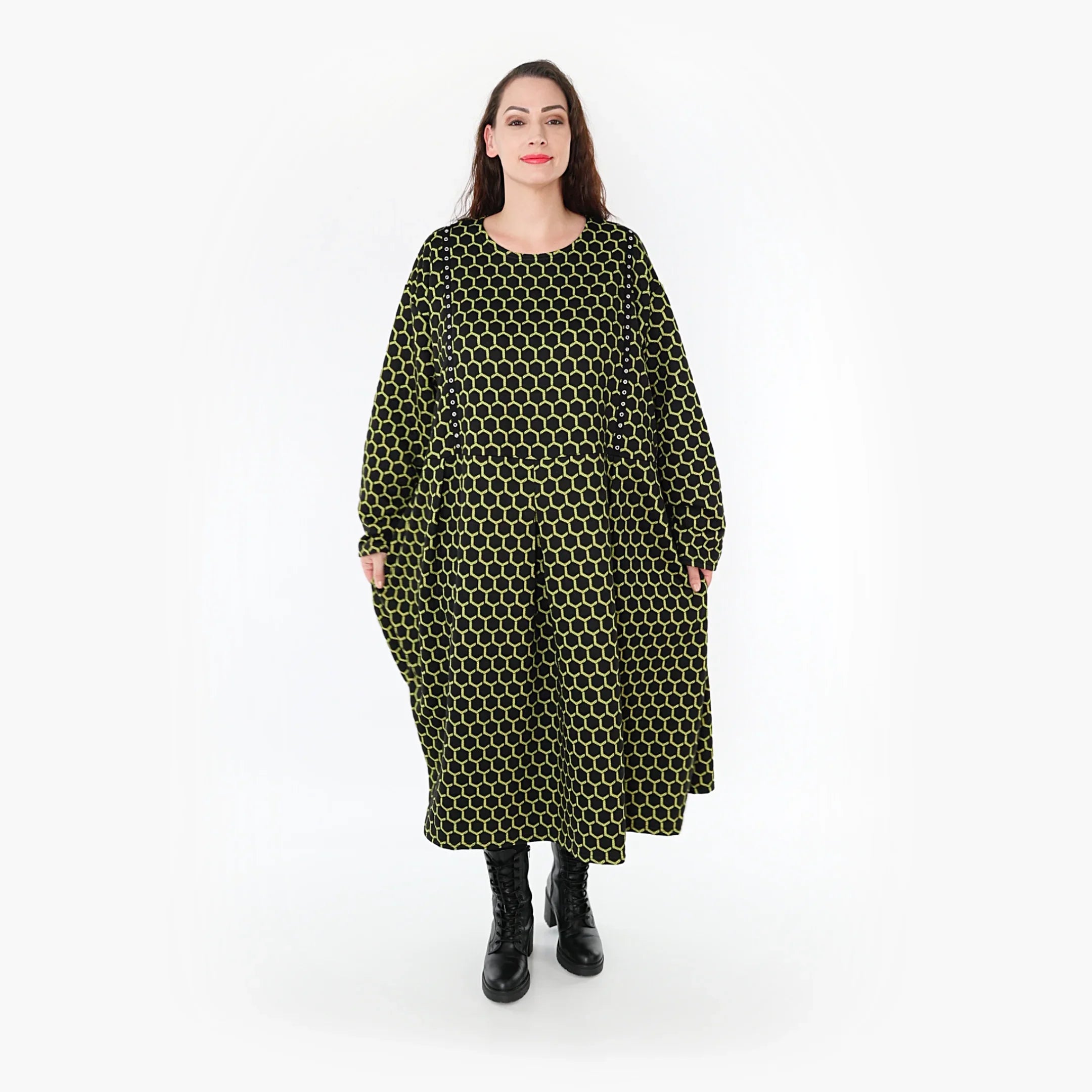 Robe AKH 6984, noir-citron vert
