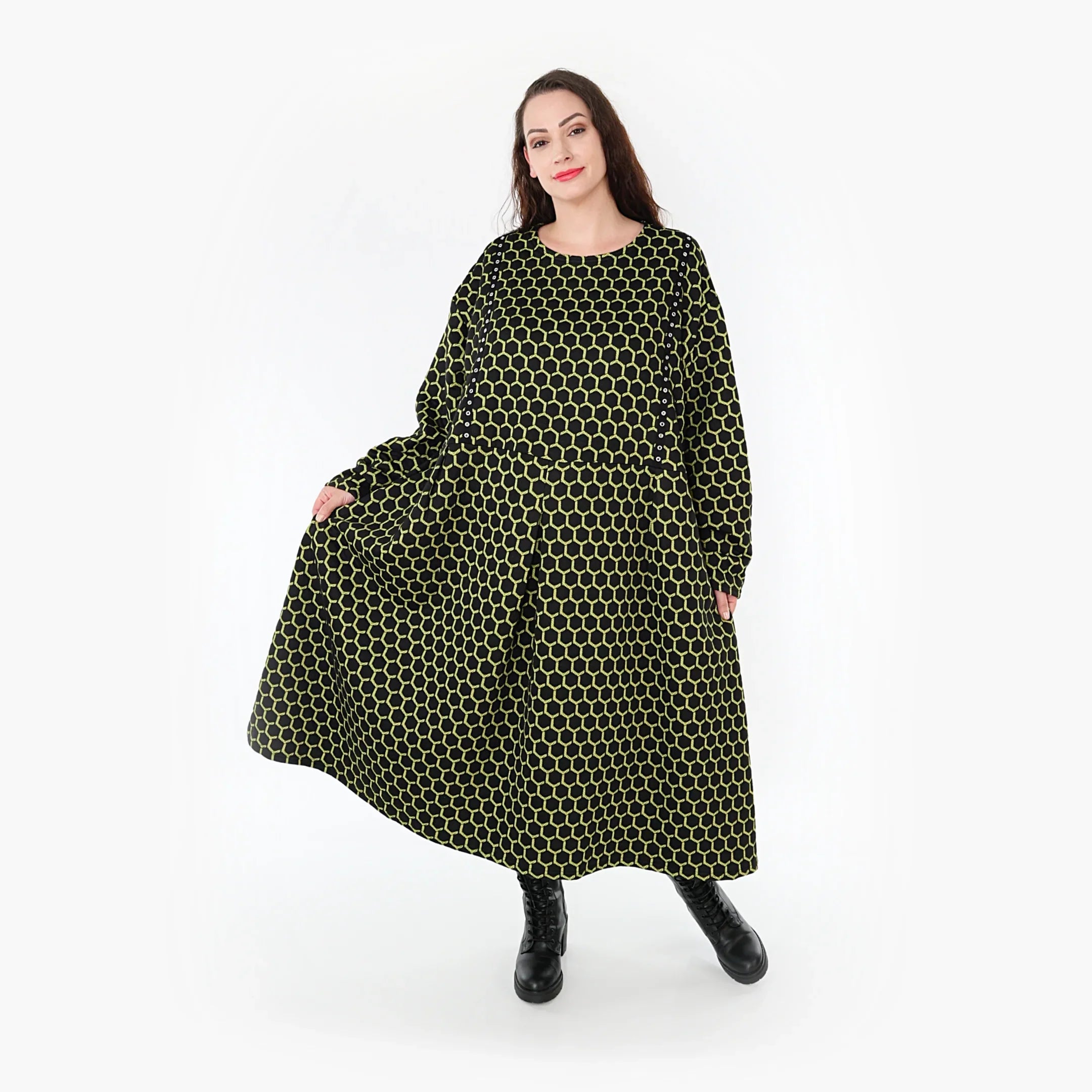 Robe AKH 6984, noir-citron vert
