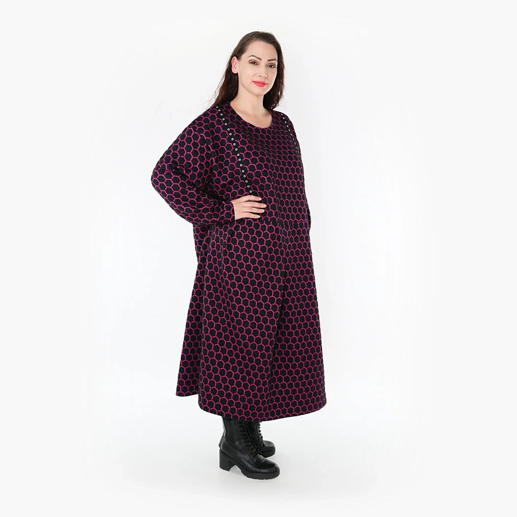 AKH Fashion Kleid 6984 Velora, Schwarz/Fuchsia