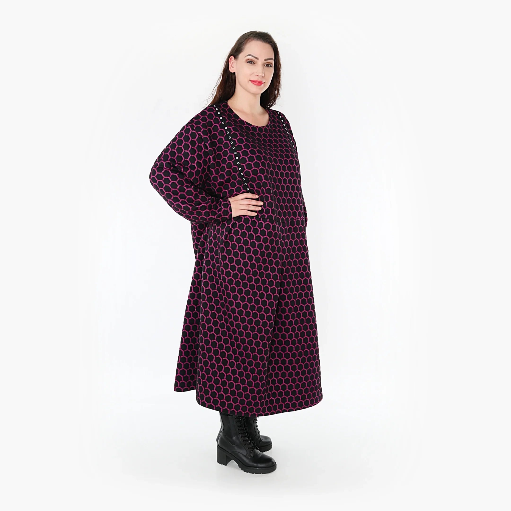 AKH Fashion Kleid 6984 Velora, Schwarz/Fuchsia