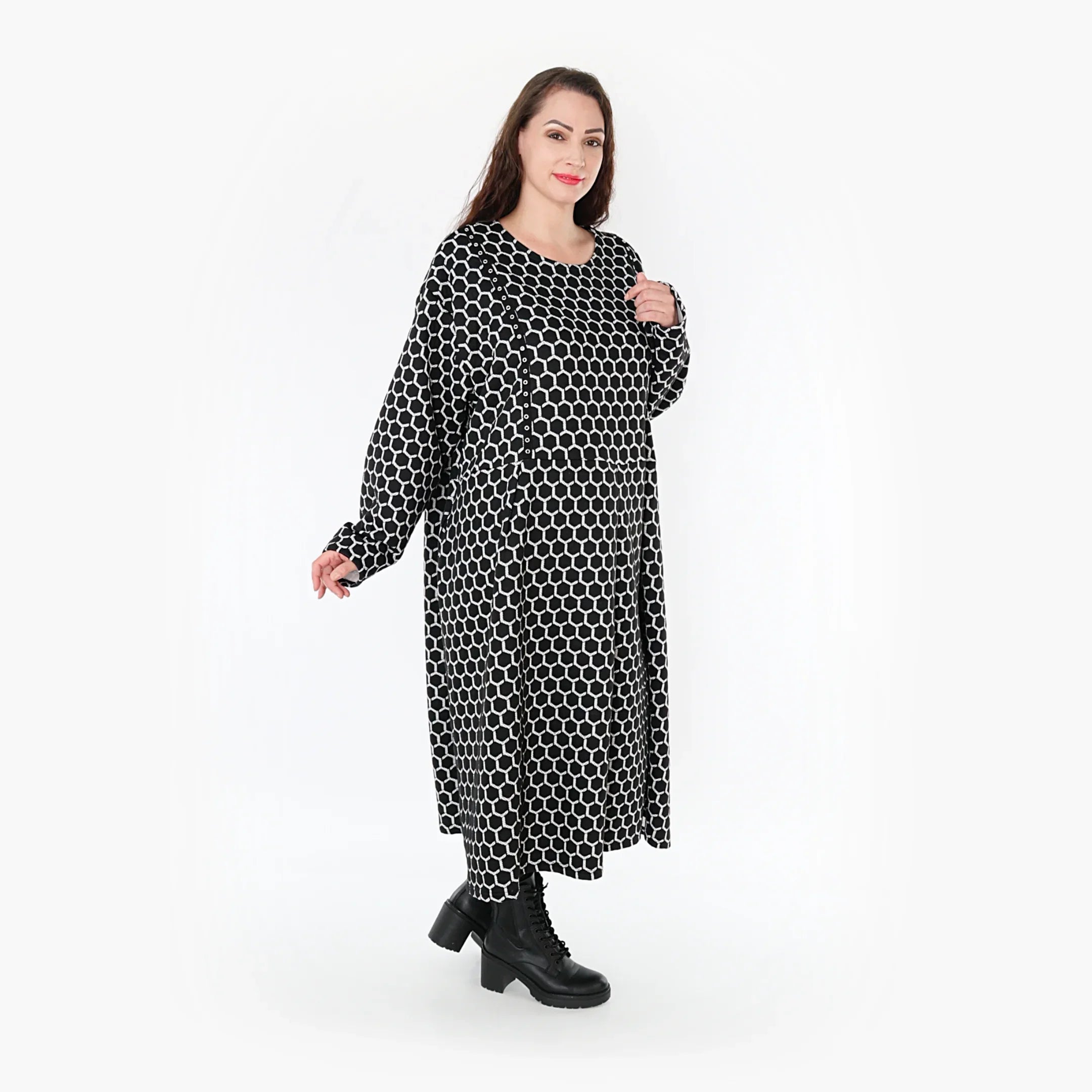 AKH Fashion Kleid 6984 Velora, Schwarz/Weiß