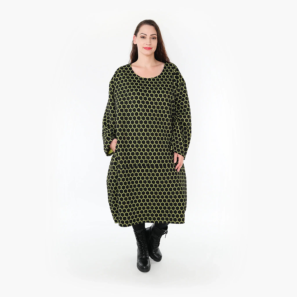 AKH Fashion Kleid 6859 Velora, Schwarz/Lime