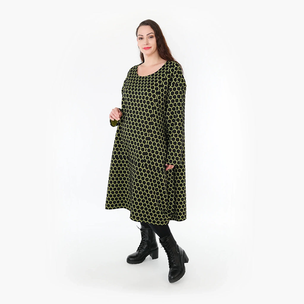 AKH Fashion Kleid 6859 Velora, Schwarz/Lime