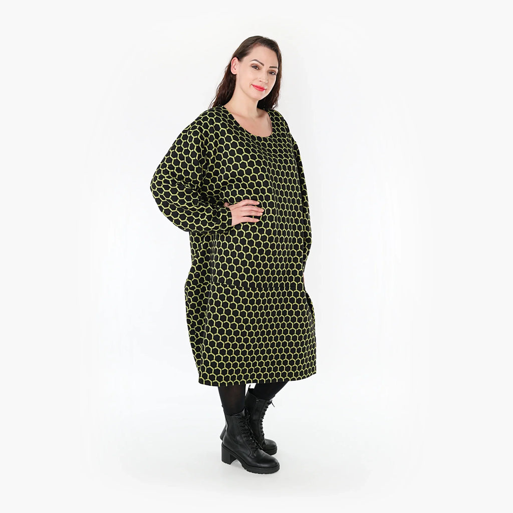 AKH Fashion Kleid 6859 Velora, Schwarz/Lime