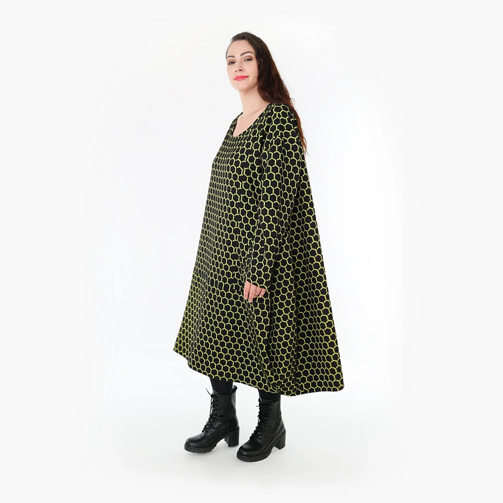 AKH Fashion Kleid 6859 Velora, Schwarz/Lime