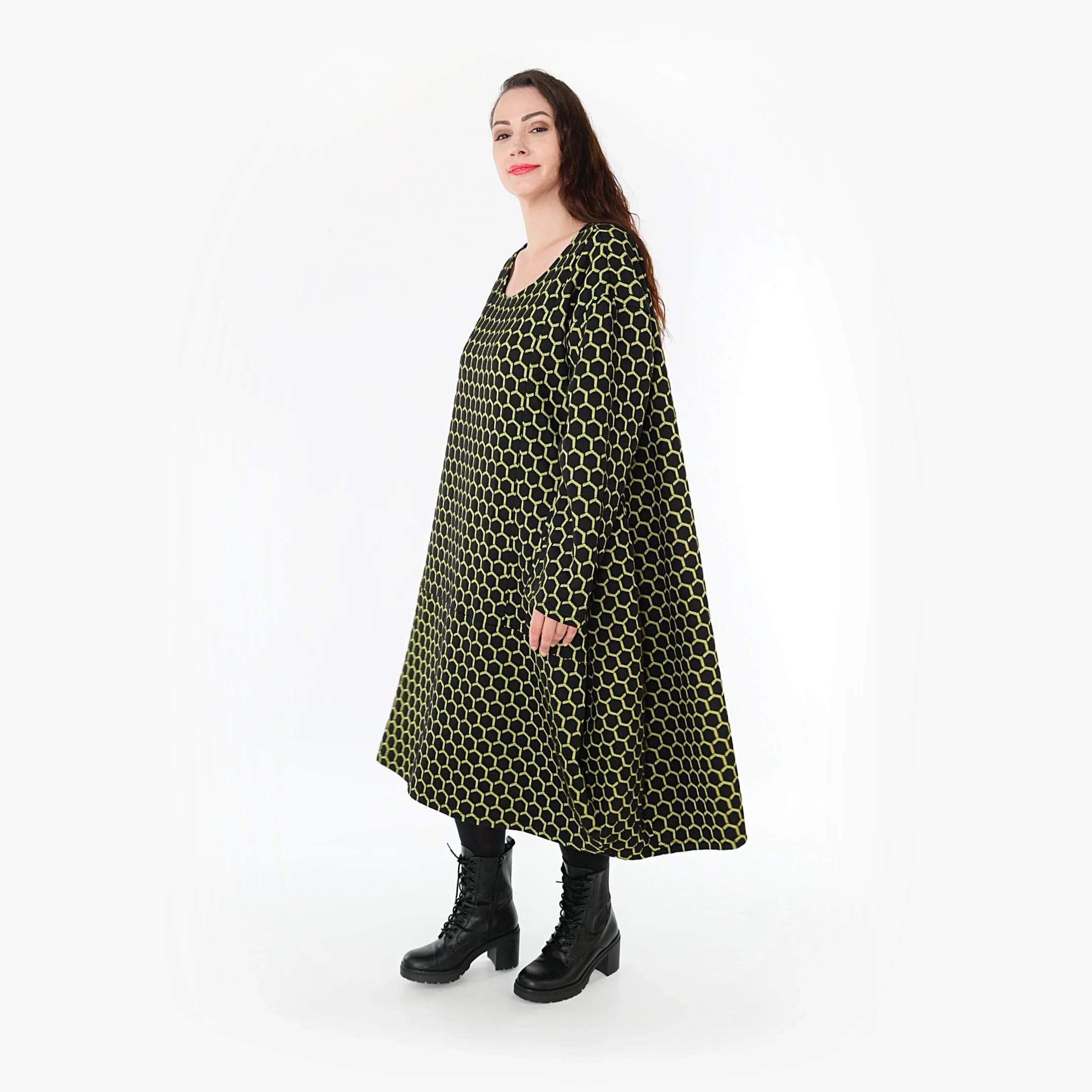 AKH Fashion Kleid 6859 Velora, Schwarz/Lime