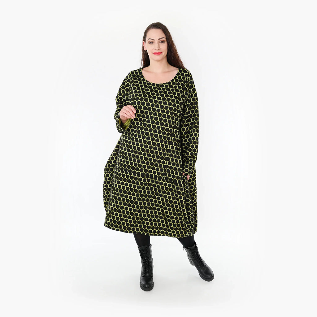 AKH Fashion Kleid 6859 Velora, Schwarz/Lime