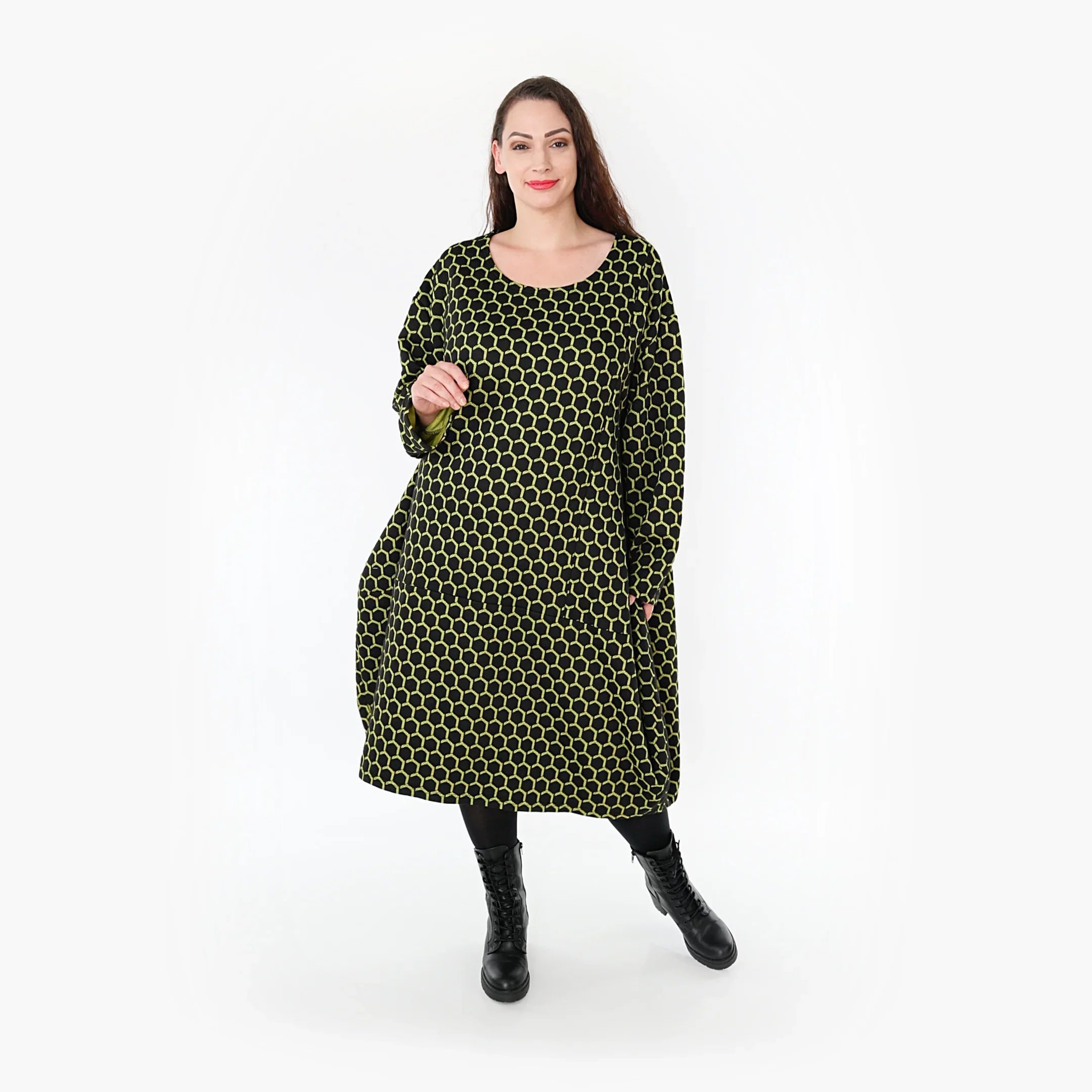 AKH Fashion Kleid 6859 Velora, Schwarz/Lime
