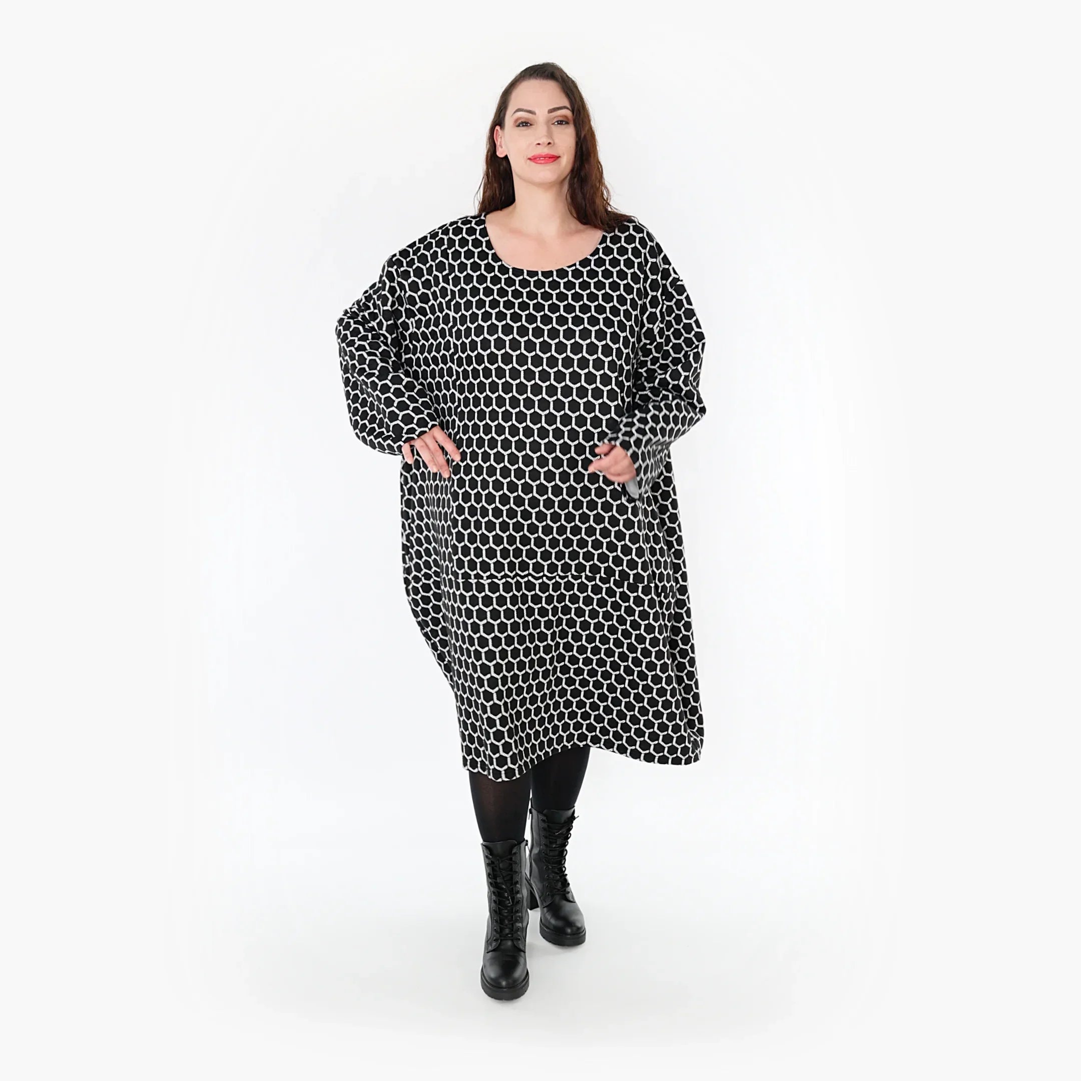 AKH Fashion Kleid 6859 Velora, Schwarz/Weiß