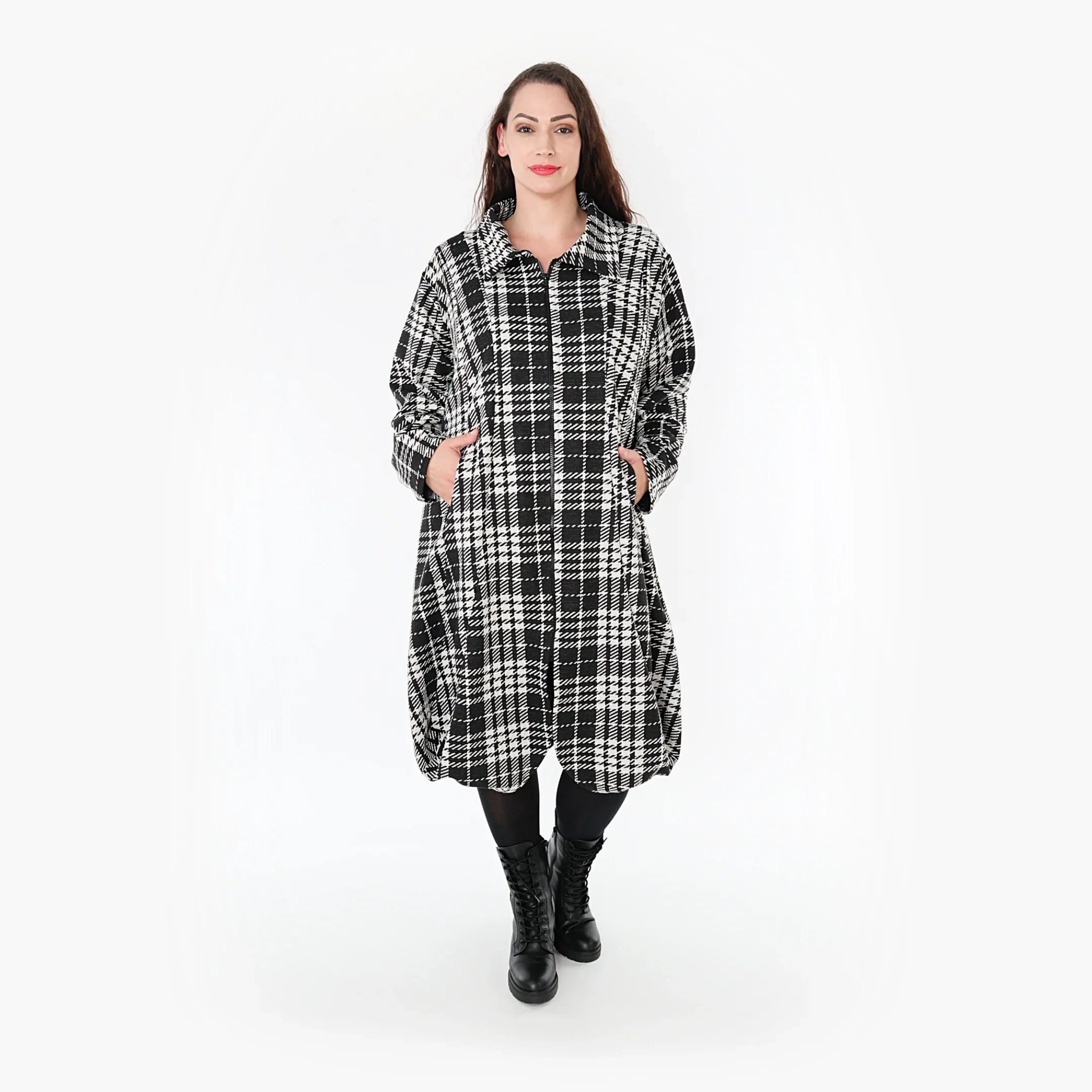 AKH Fashion Mantel 1424 Leona, Weiß/Schwarz