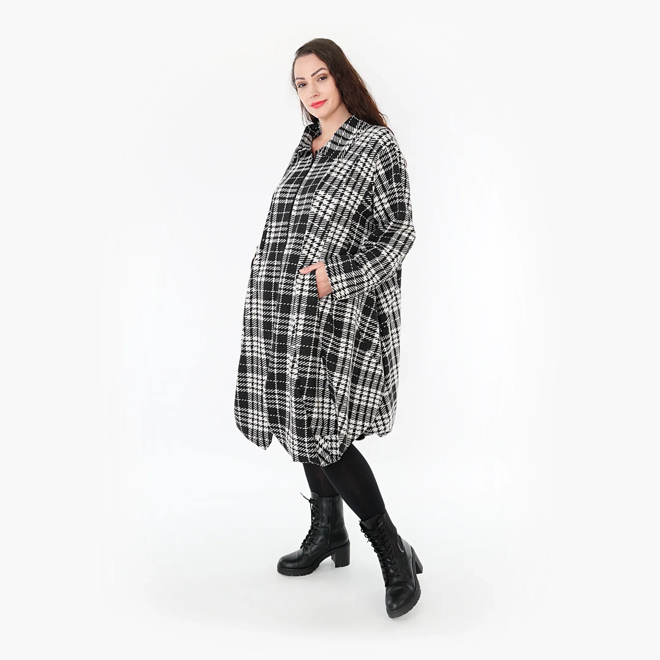 AKH Fashion Mantel 1424 Leona, Weiß/Schwarz