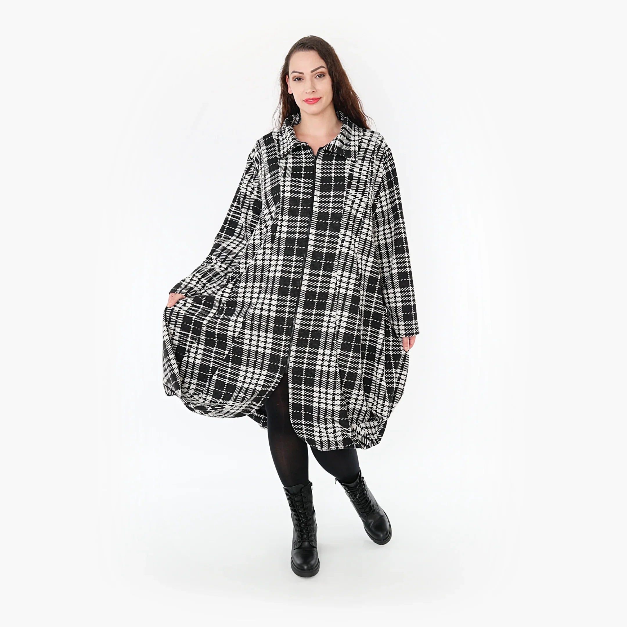 AKH Fashion Mantel 1424 Leona, Weiß/Schwarz
