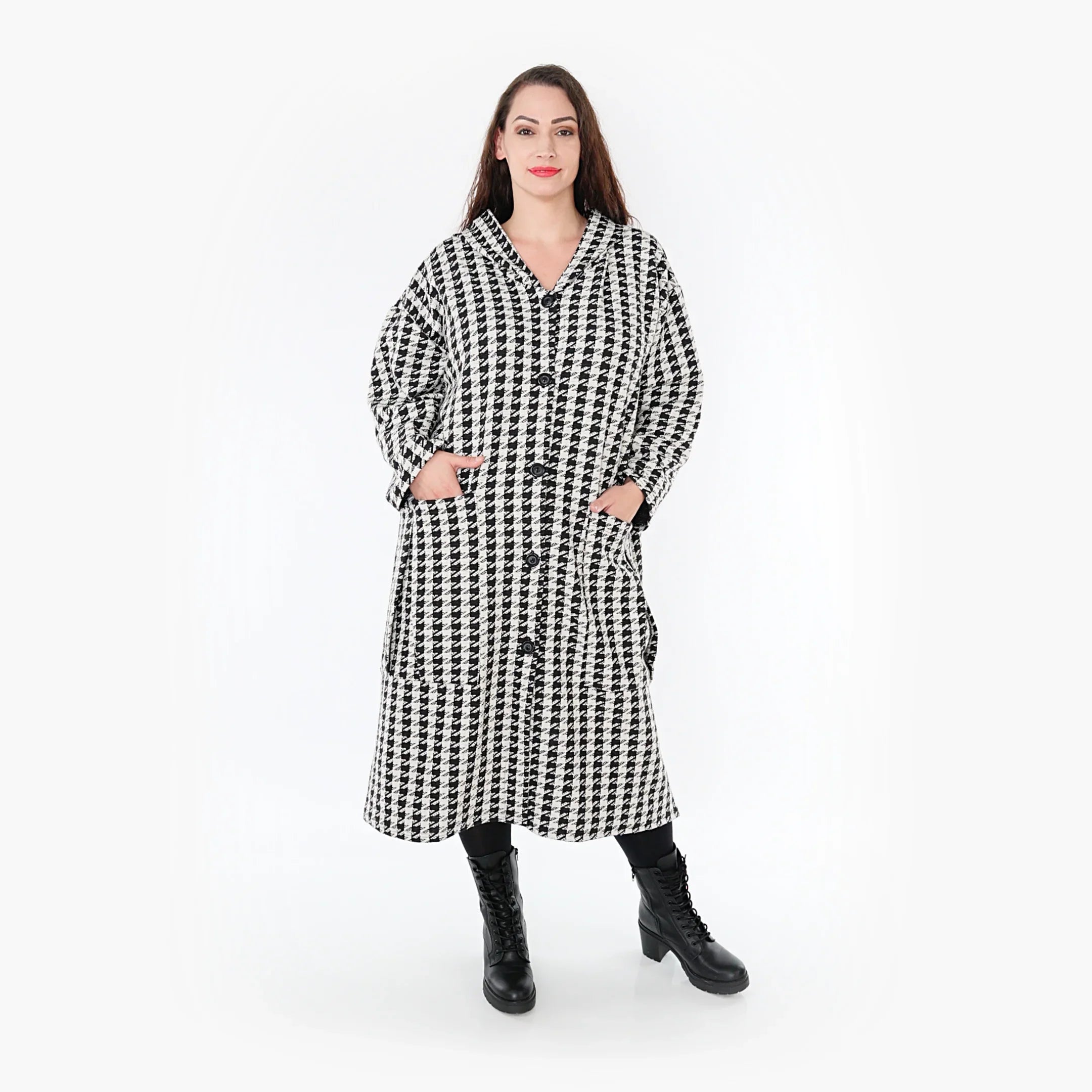 AKH Fashion Mantel 6979 Madeleine, Weiß/Schwarz