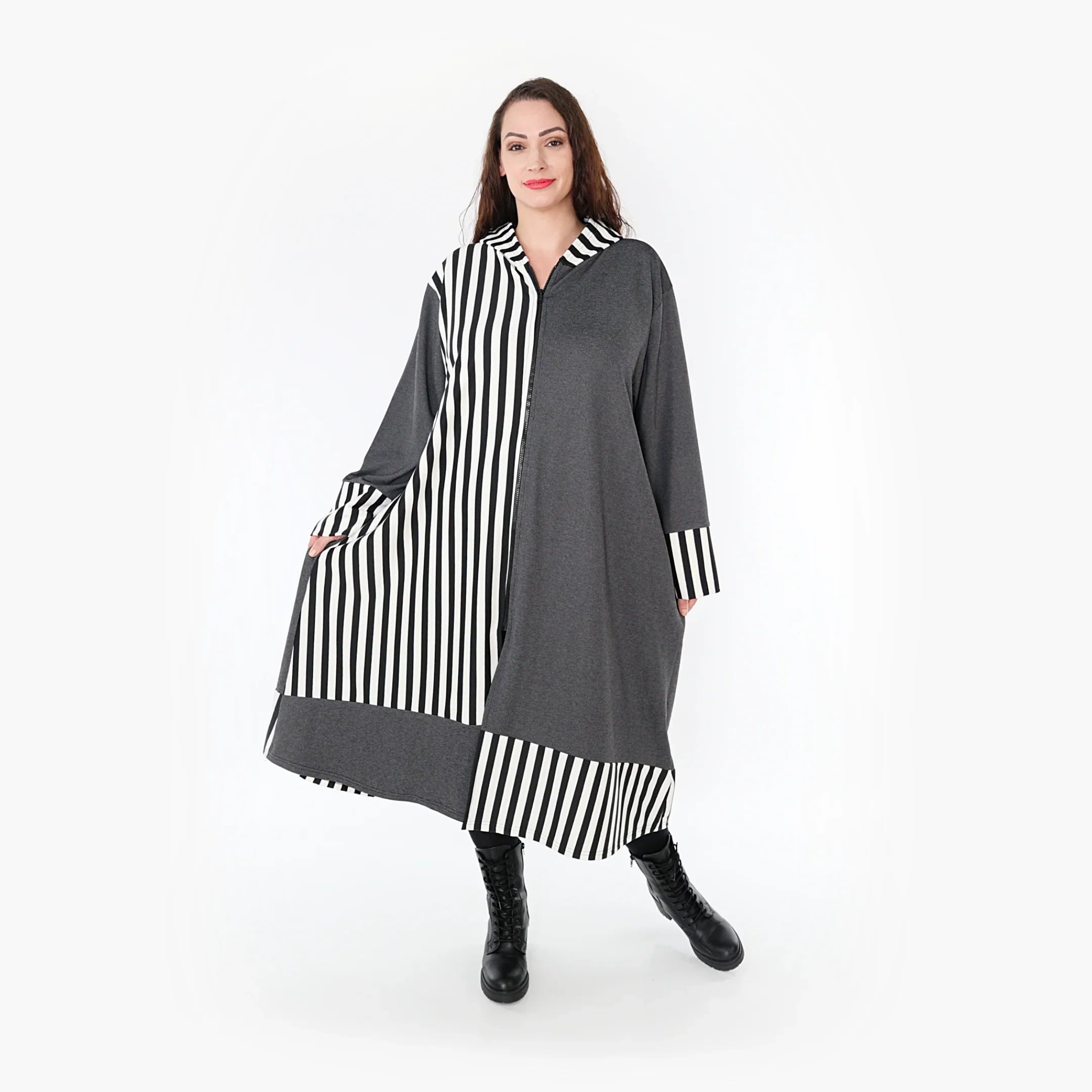 AKH Fashion Mantel 6990 Luisa, Grau/Weiß