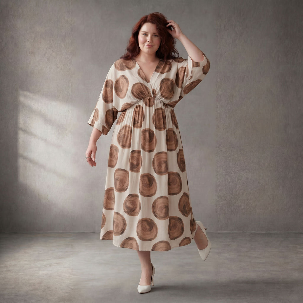 Funky Diva Kleid 26001, Ecru-Braun