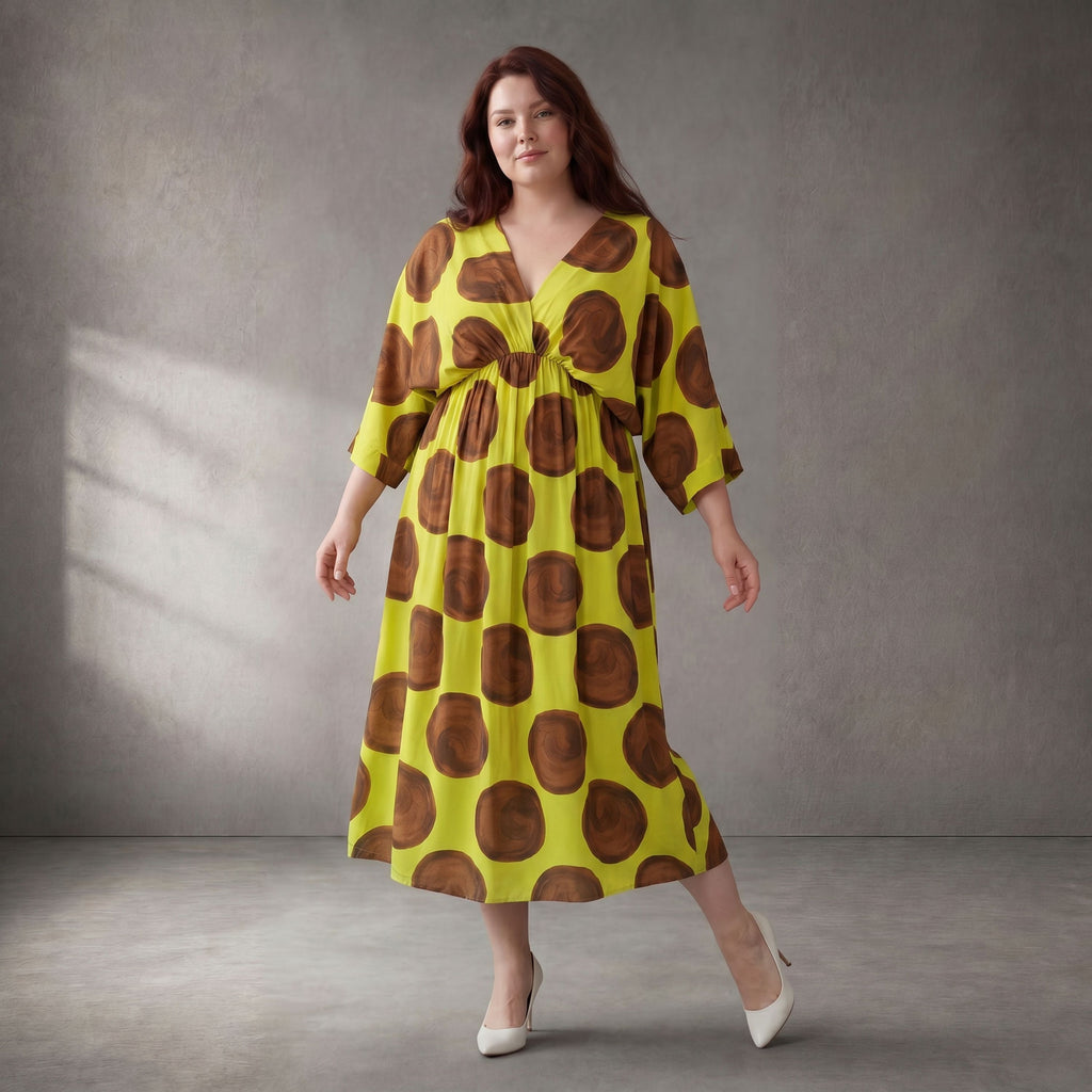 Funky Diva Kleid 26001, Gelb-Braun