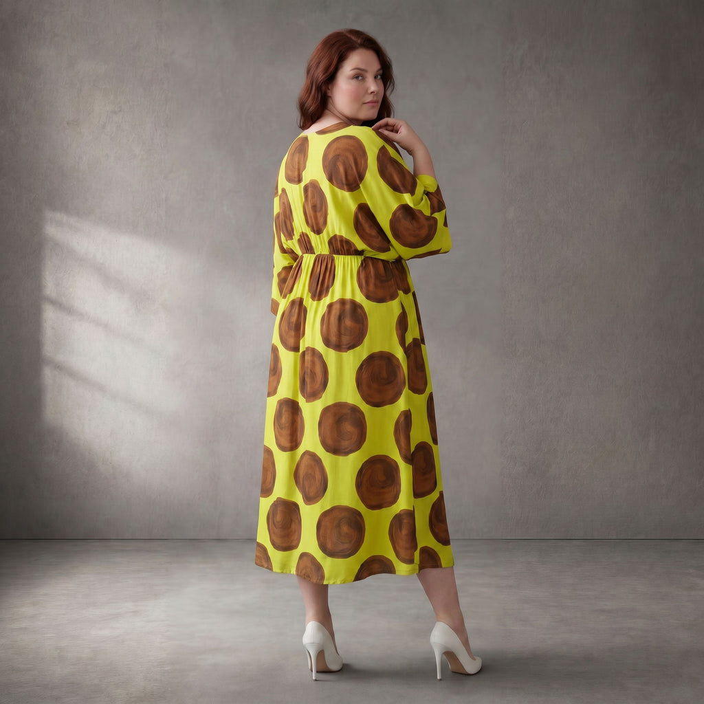 Funky Diva Kleid 26001, Gelb-Braun
