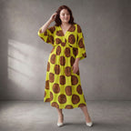 Funky Diva Kleid 26001, Gelb-Braun