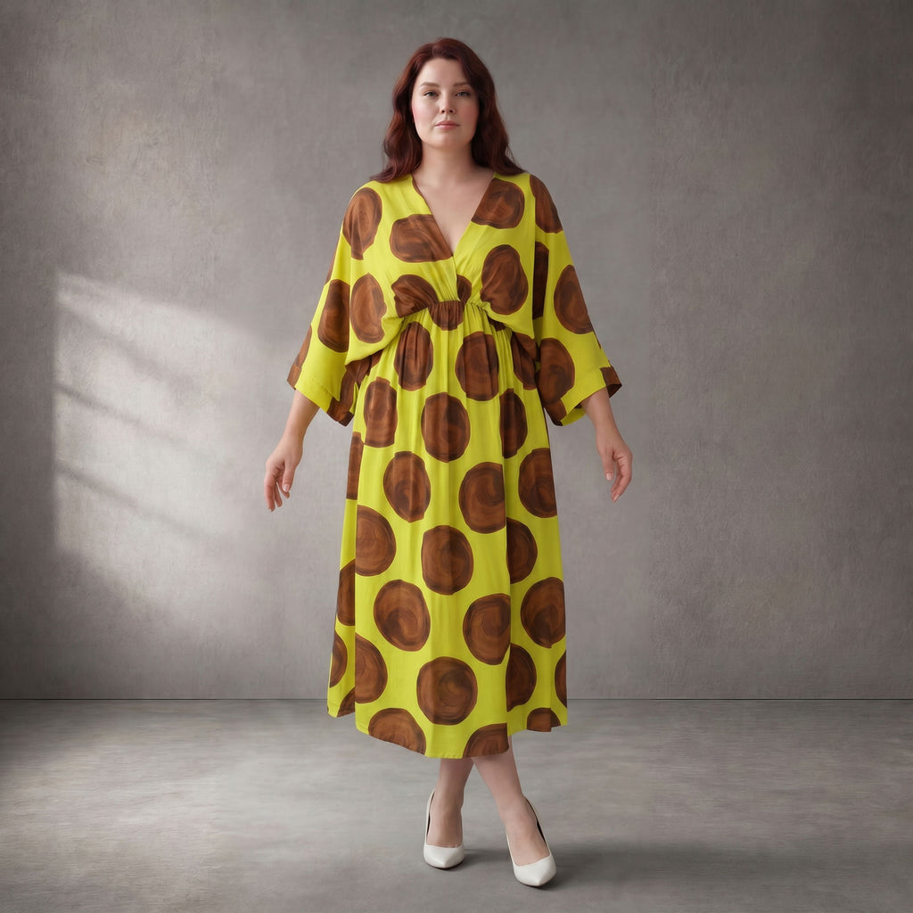 Funky Diva Kleid 26001, Gelb-Braun