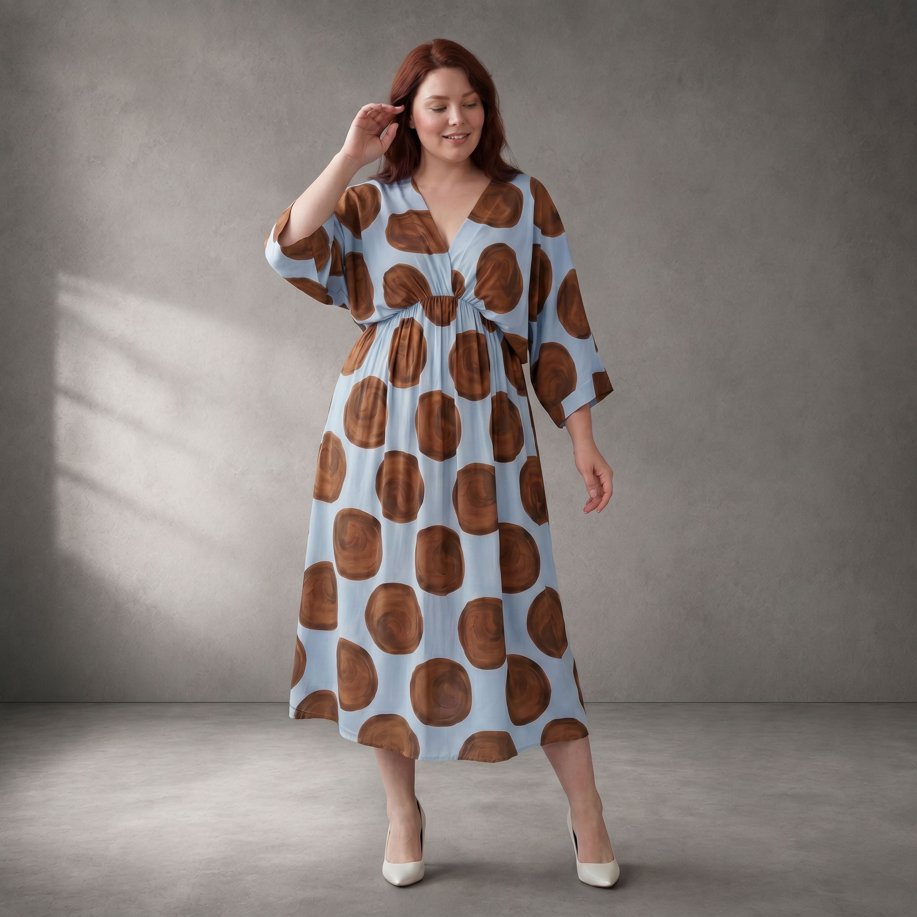 Funky Diva Kleid 26001, Hellblau-Braun