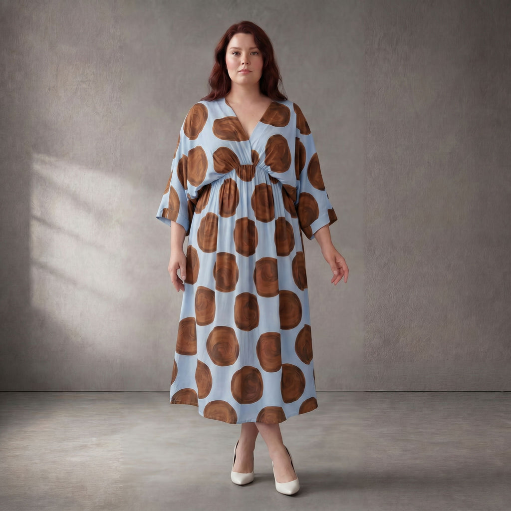 Funky Diva Kleid 26001, Hellblau-Braun