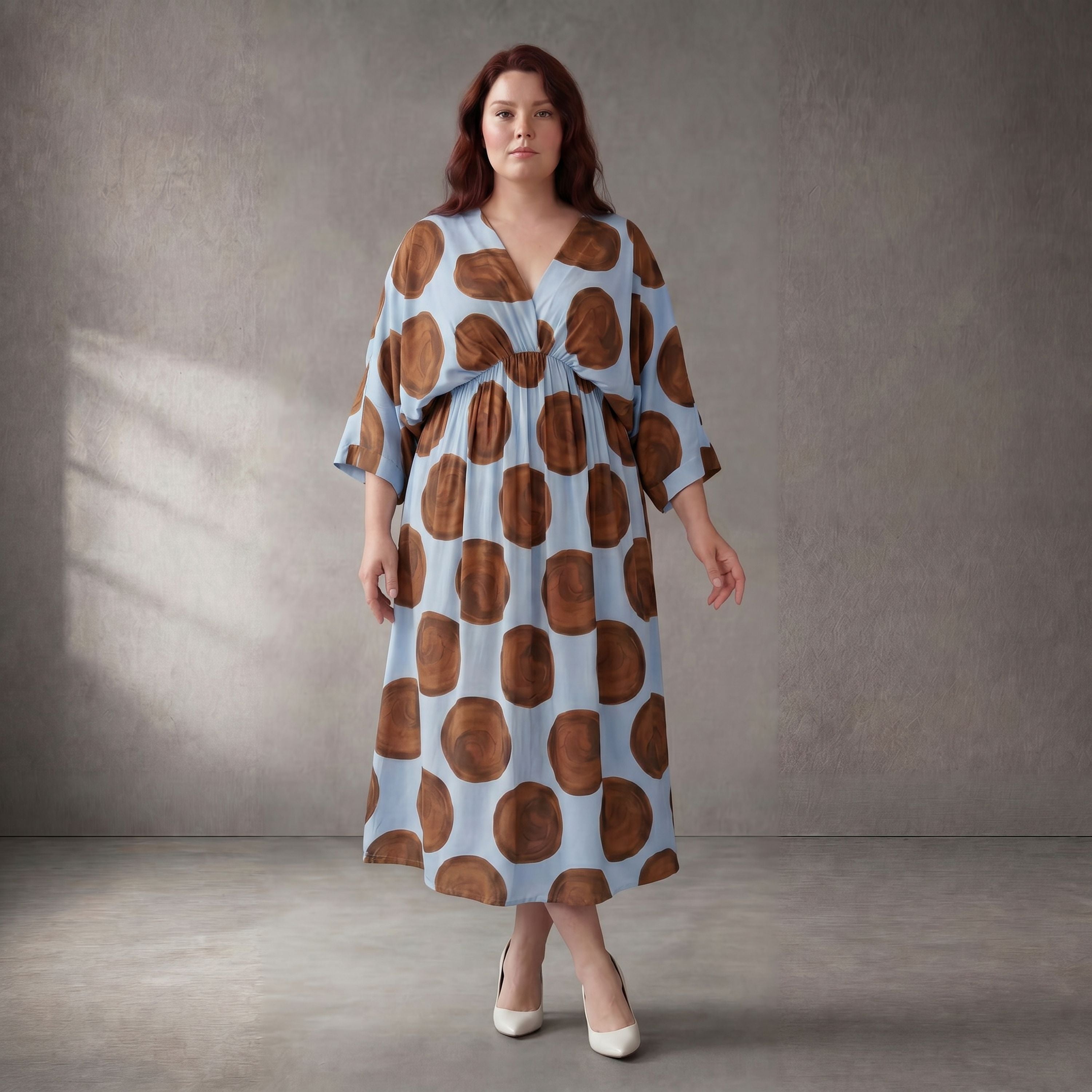 Funky Diva Kleid 26001, Hellblau-Braun