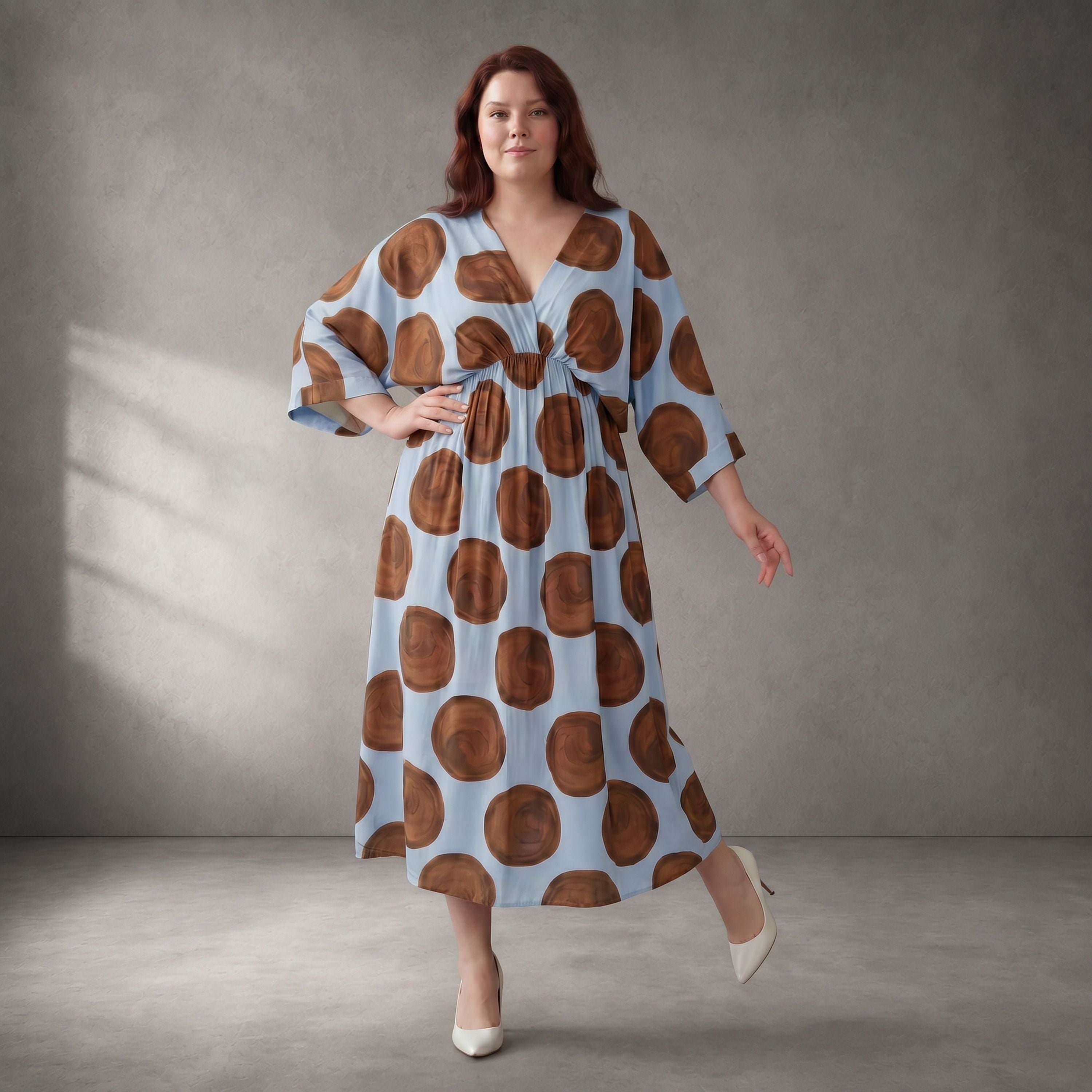 Funky Diva Kleid 26001, Hellblau-Braun