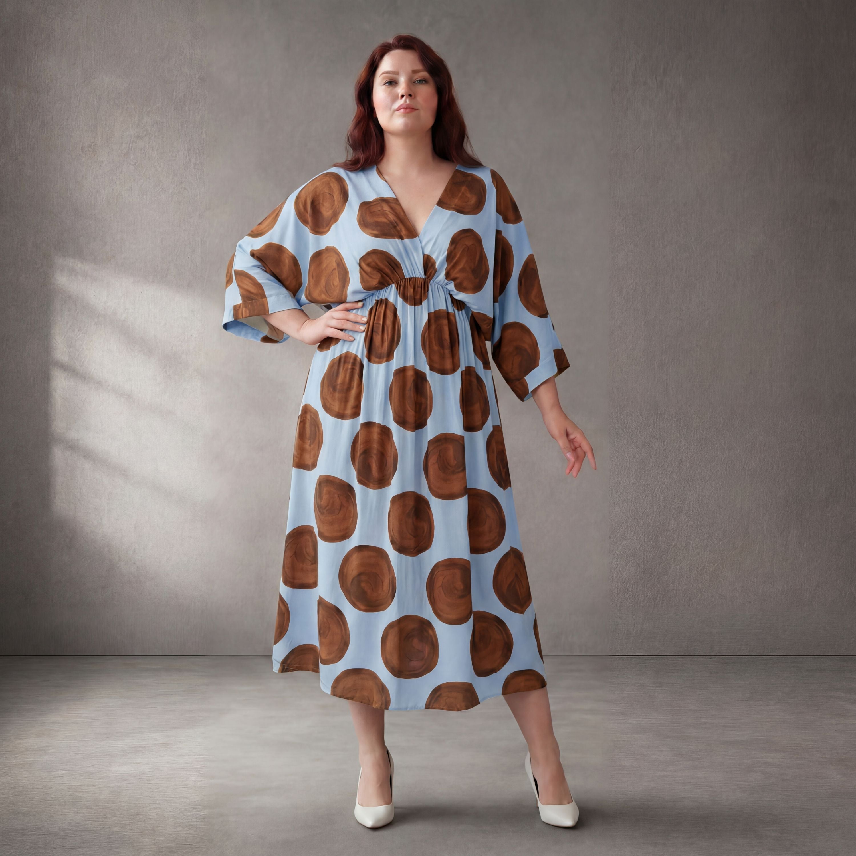 Funky Diva Kleid 26001, Hellblau-Braun