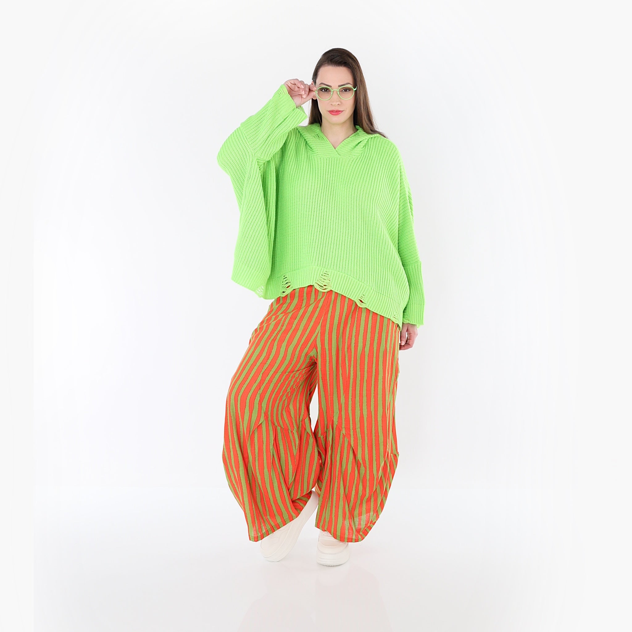 AKH Fashion 6631 Trousers, Orange-Apple Green