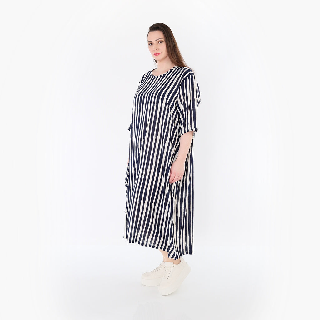 AKH Fashion 6695 Kleid, Marine-Weiß