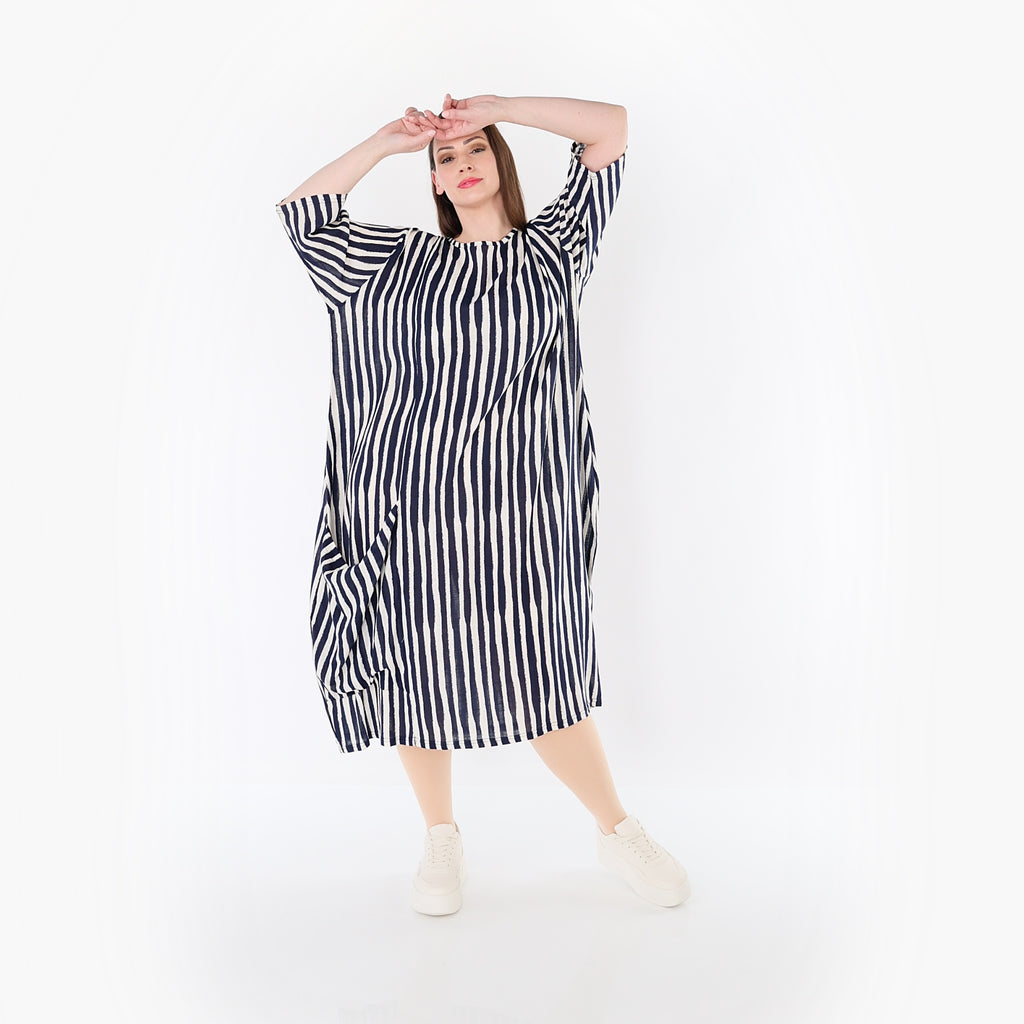 AKH Fashion 6695 Kleid, Marine-Weiß