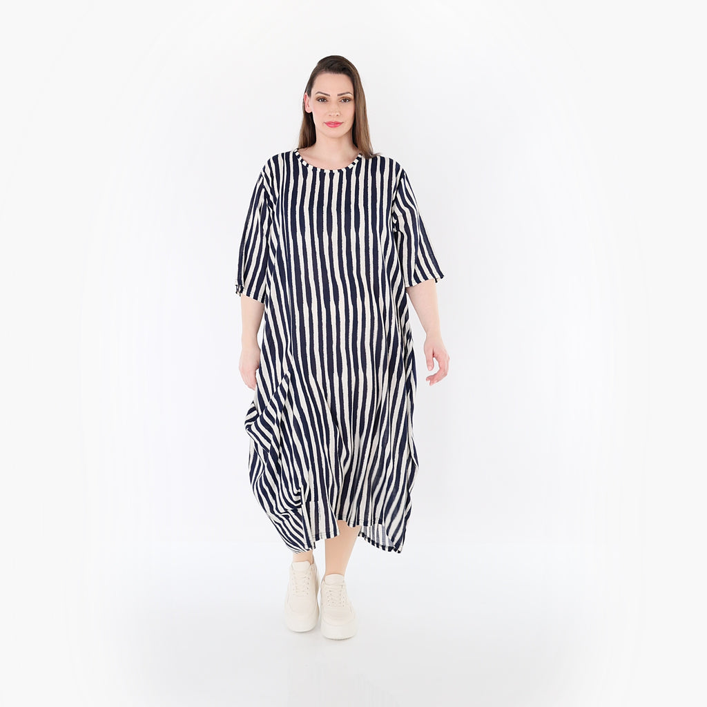 AKH Fashion 6695 Kleid, Marine-Weiß