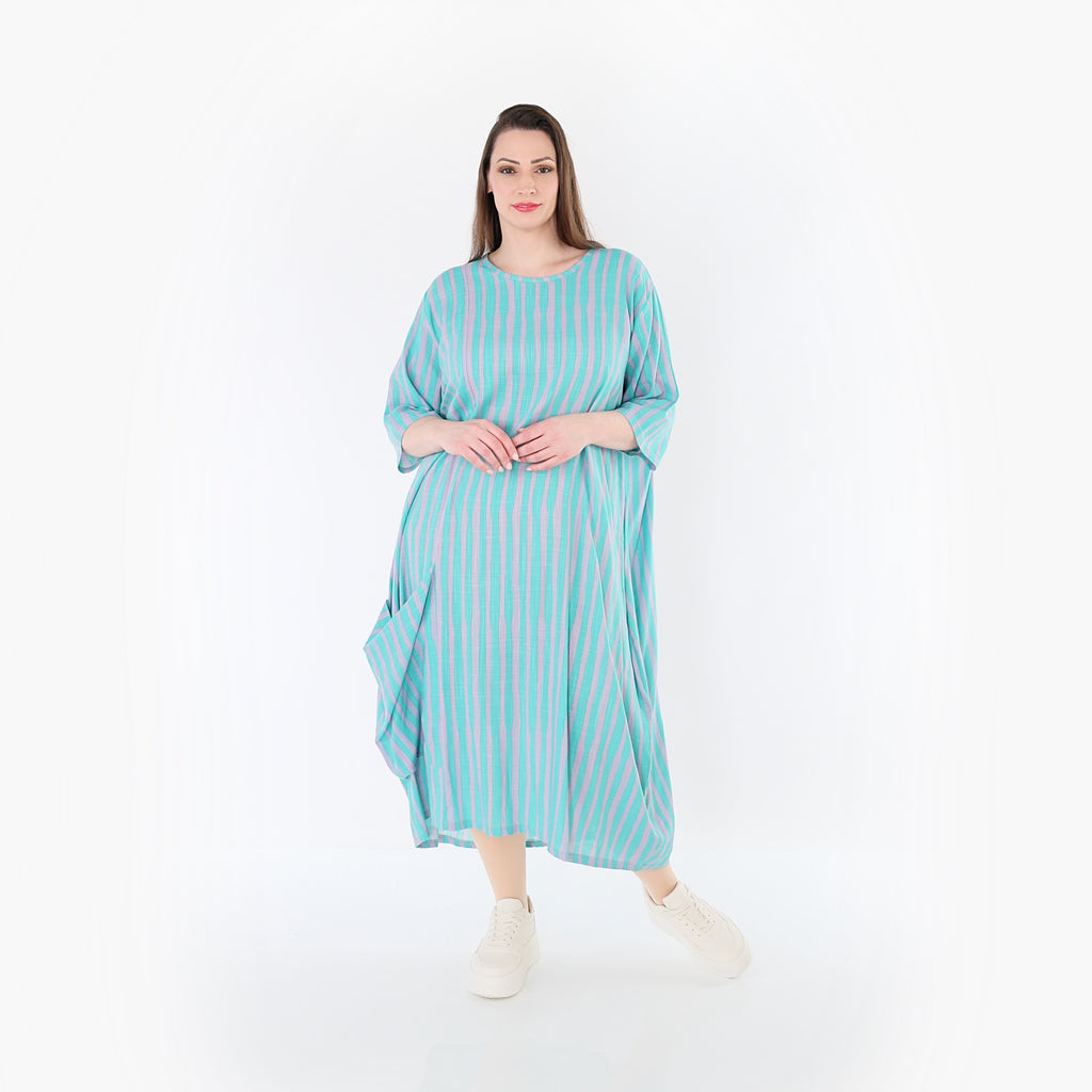 AKH Fashion 6695 Kleid, Grün-Flieder