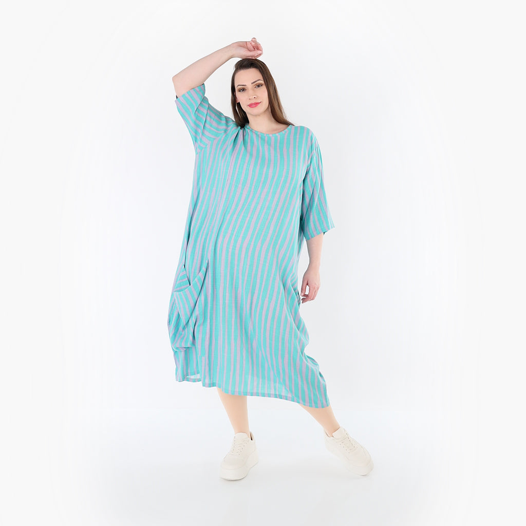 AKH Fashion 6695 Kleid, Grün-Flieder