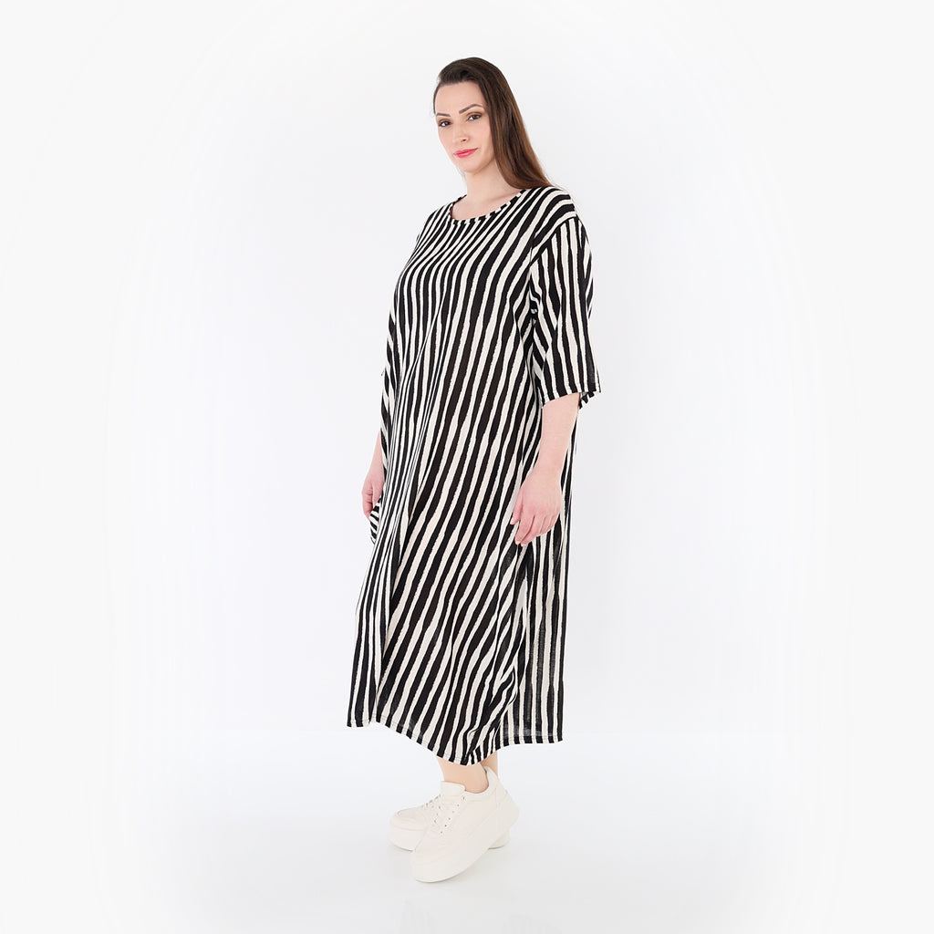 AKH Fashion 6695 Kleid, Schwarz-Weiß