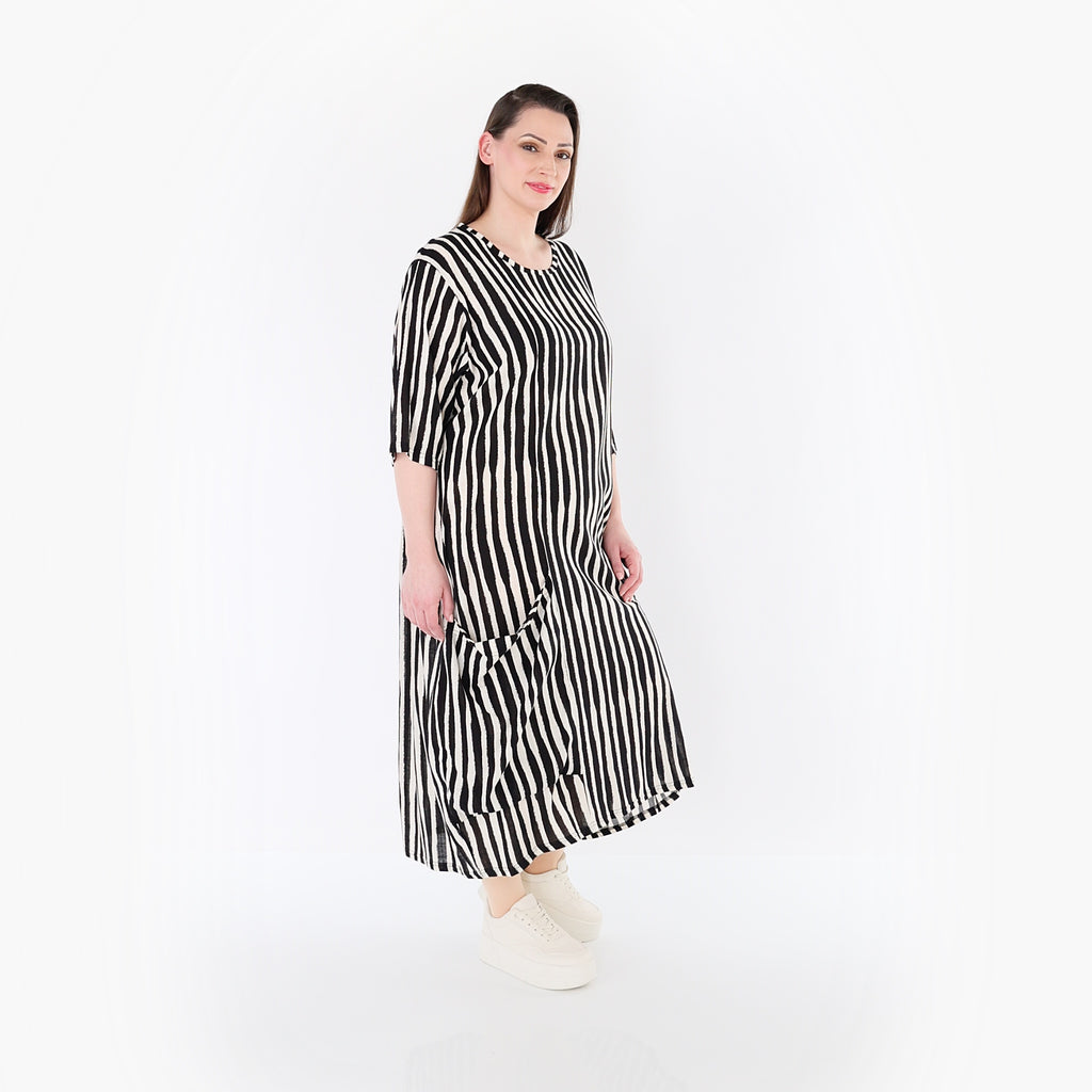 AKH Fashion 6695 Kleid, Schwarz-Weiß