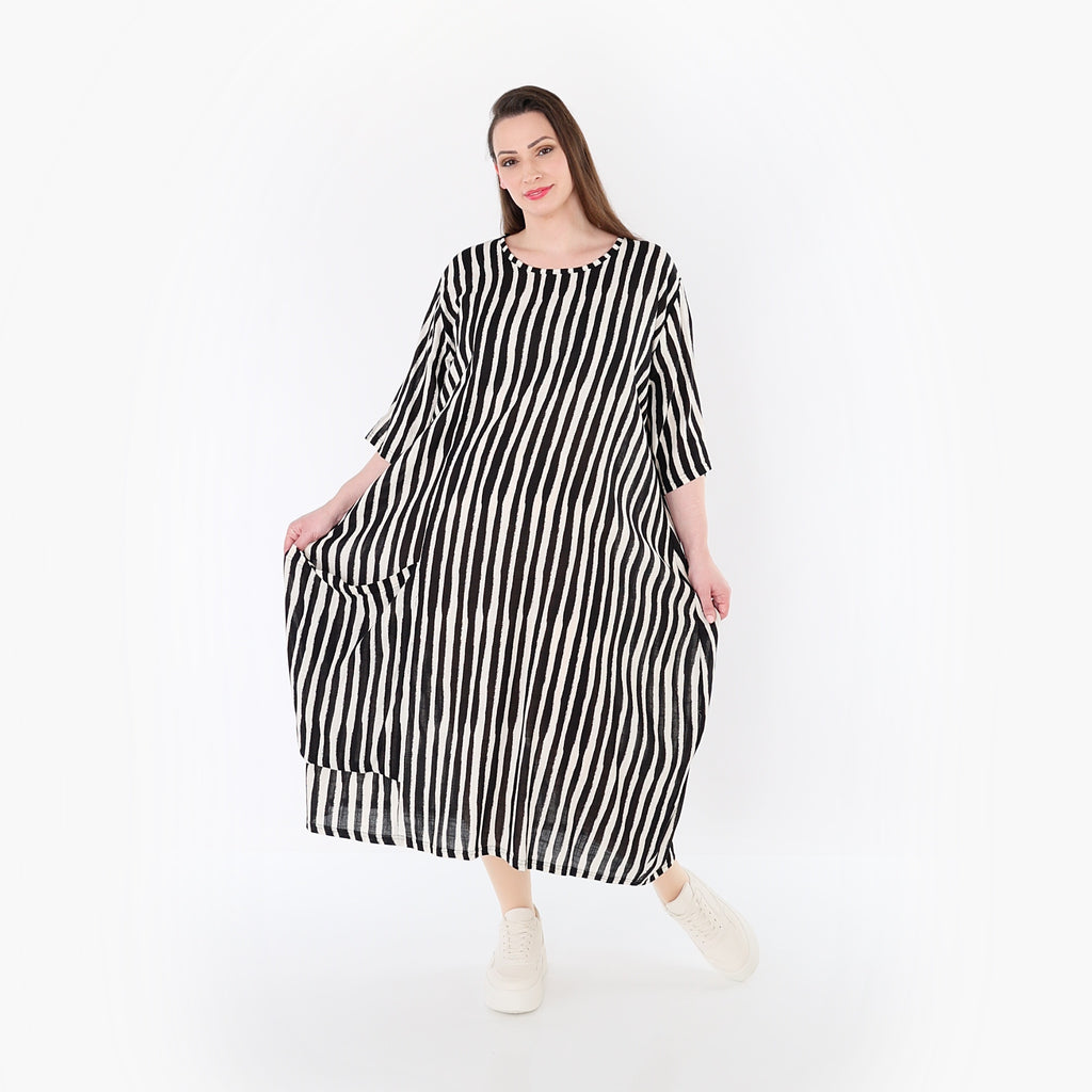 AKH Fashion 6695 Kleid, Schwarz-Weiß