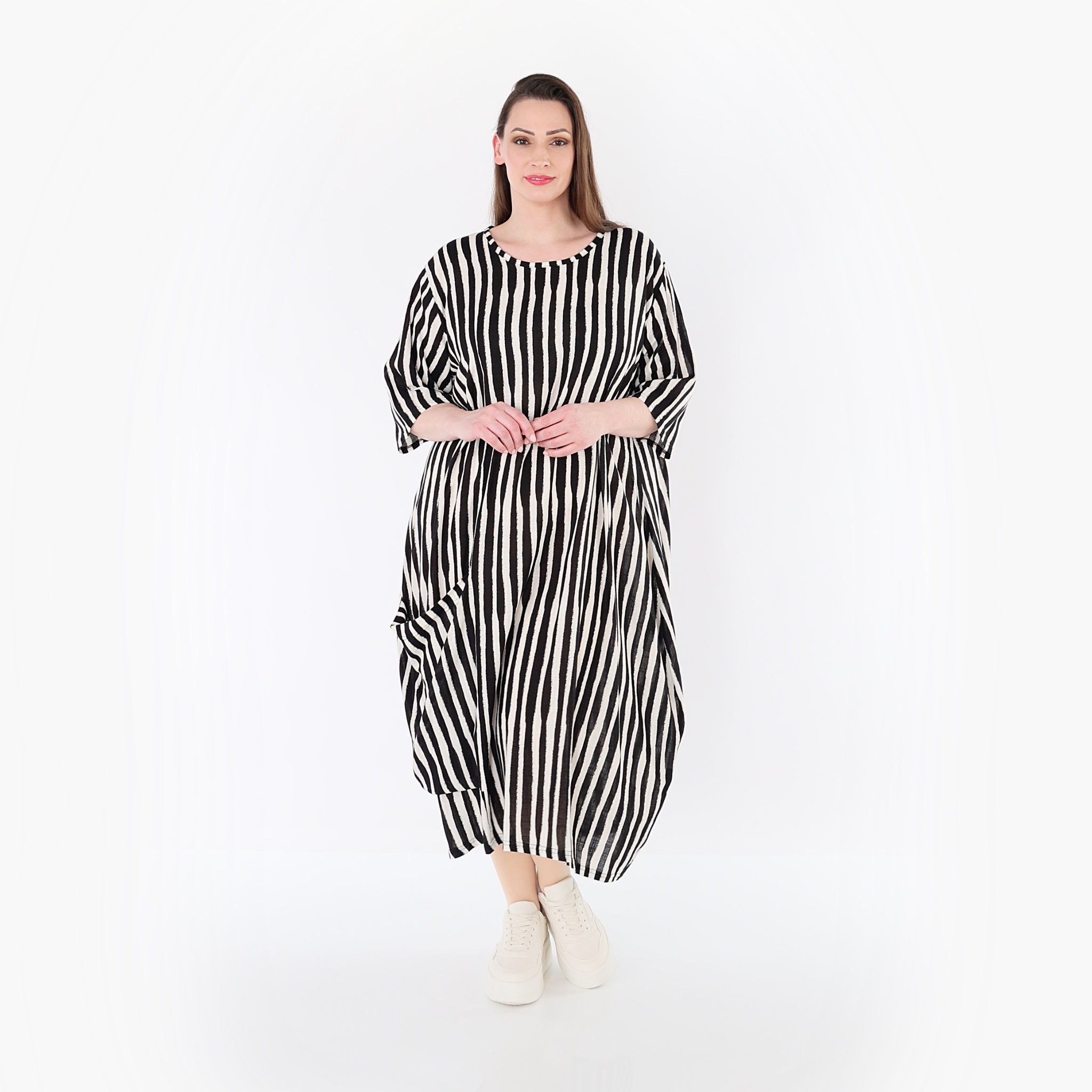 AKH Fashion 6695 Kleid, Schwarz-Weiß