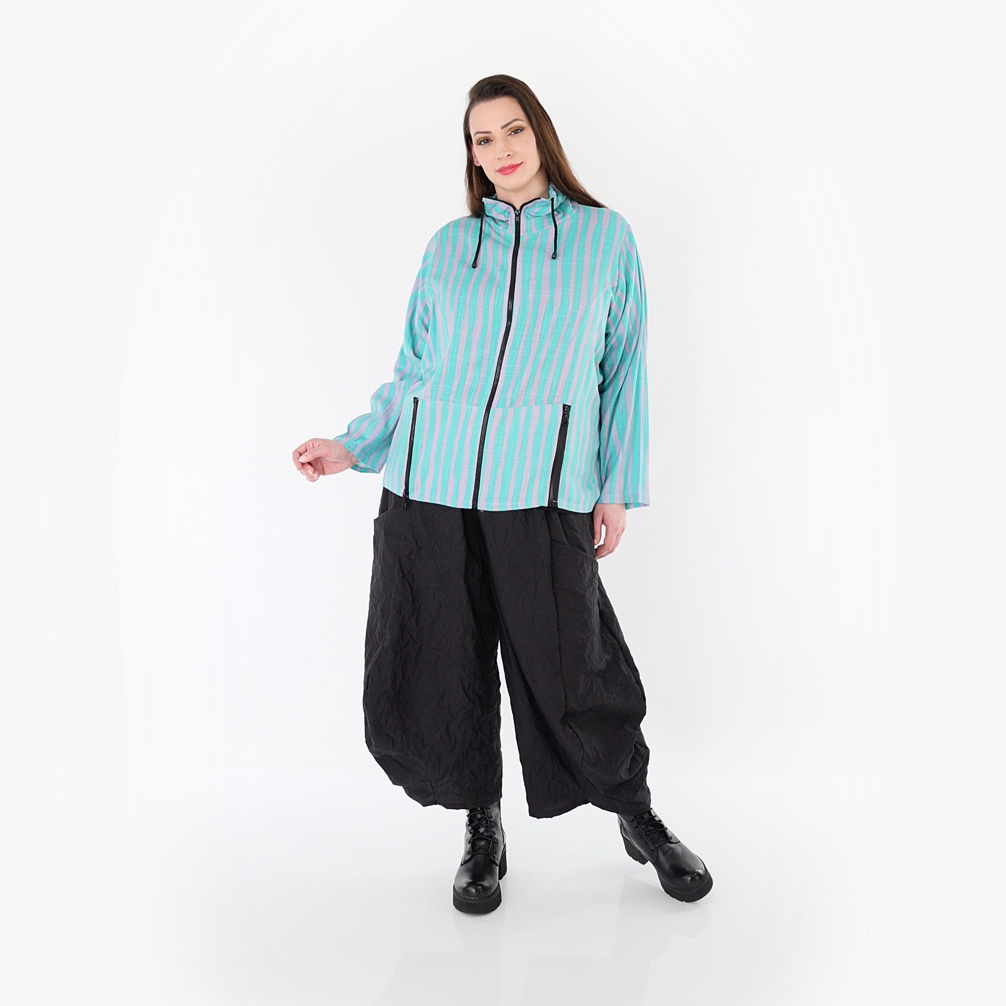AKH Fashion 7192 Jacke, Grün-Flieder
