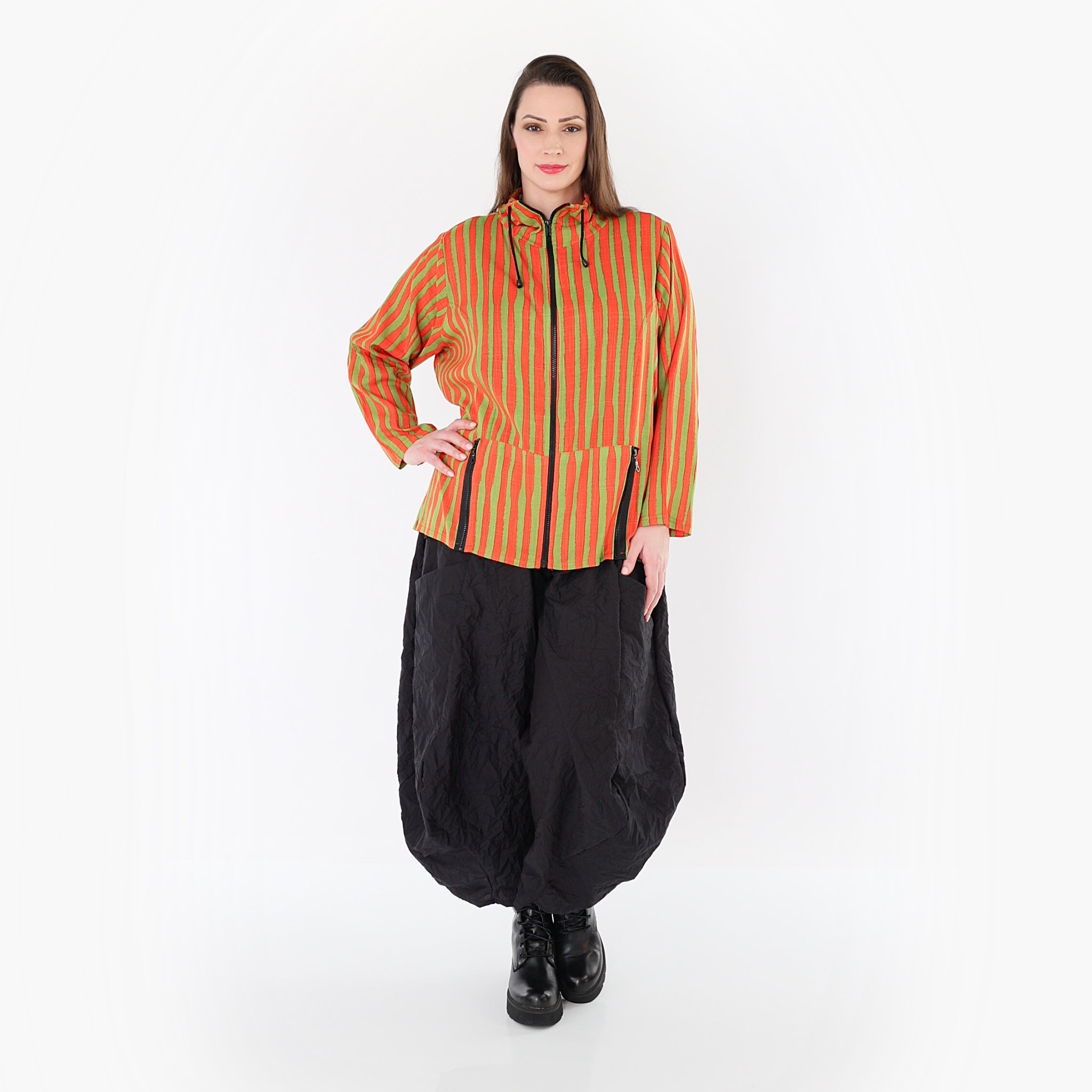 AKH Fashion 7192 Jacke, Orange-Apfelgrün