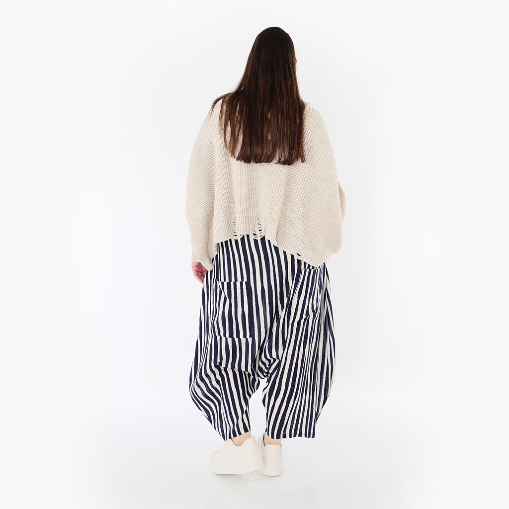 AKH Fashion 7196 Trousers, Navy-White