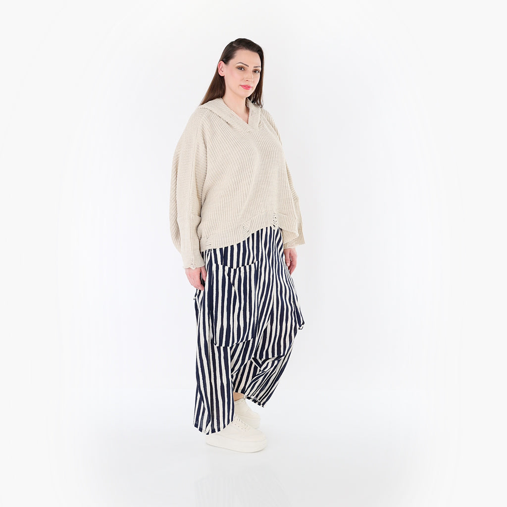 AKH Fashion 7196 Trousers, Navy-White