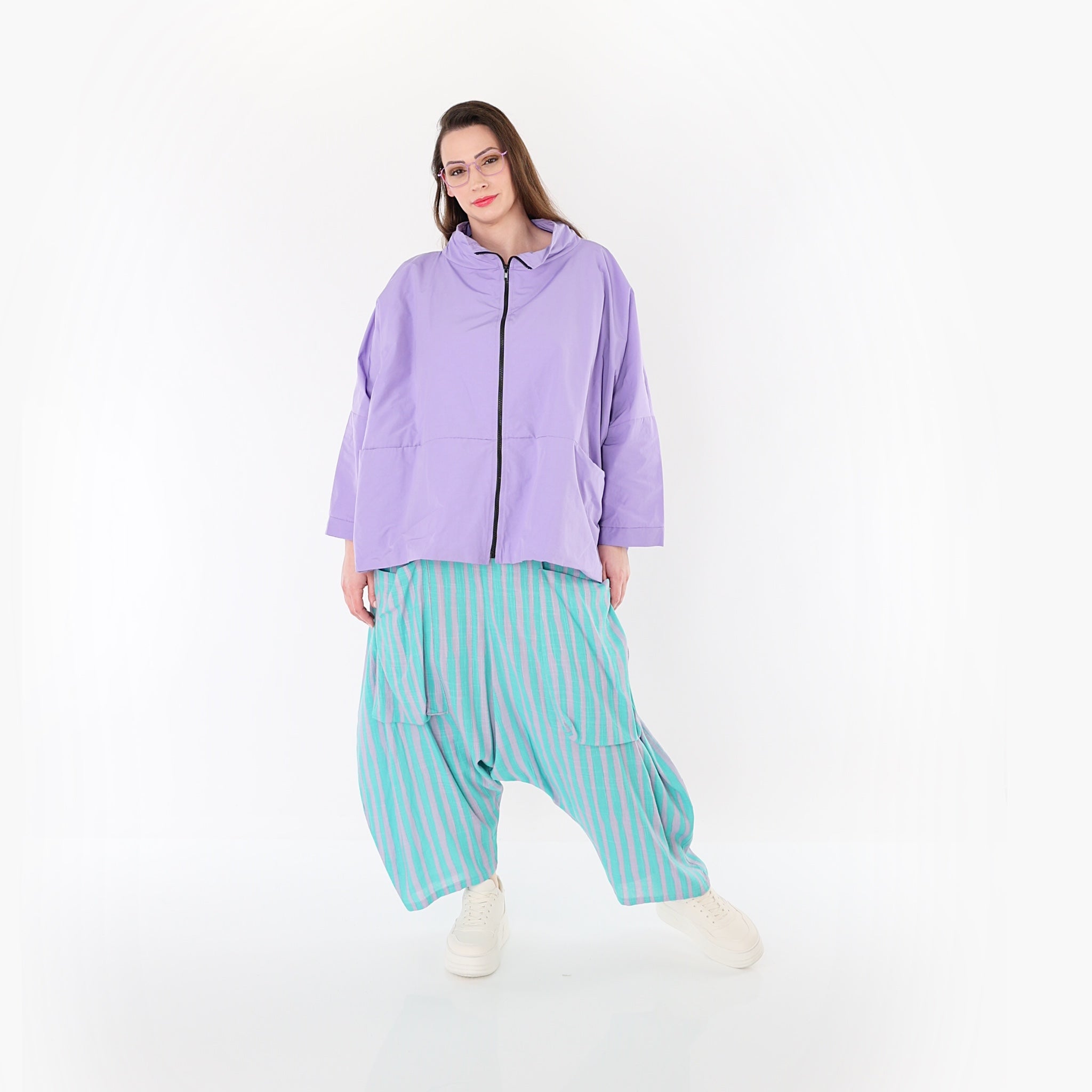 AKH Fashion 7196 Hose, Grün-Flieder