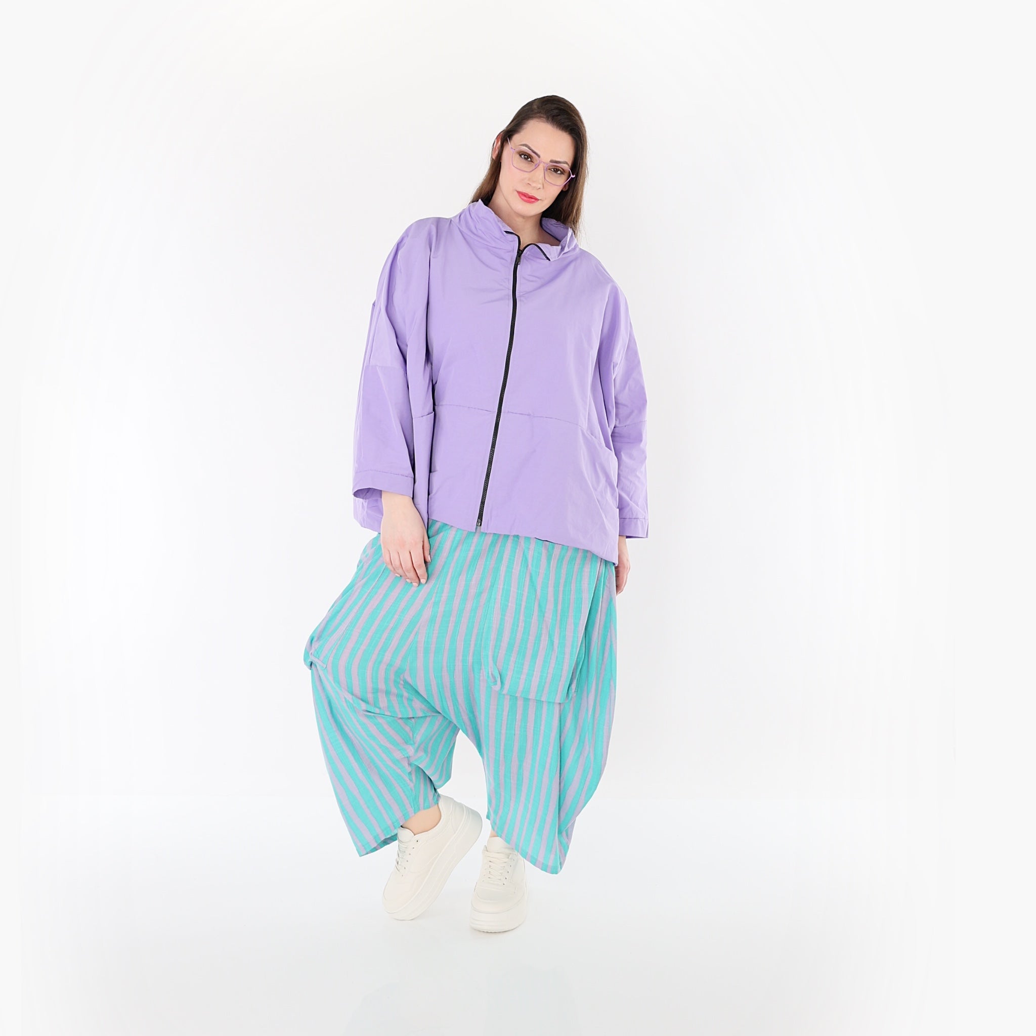 AKH Fashion 7196 Hose, Grün-Flieder